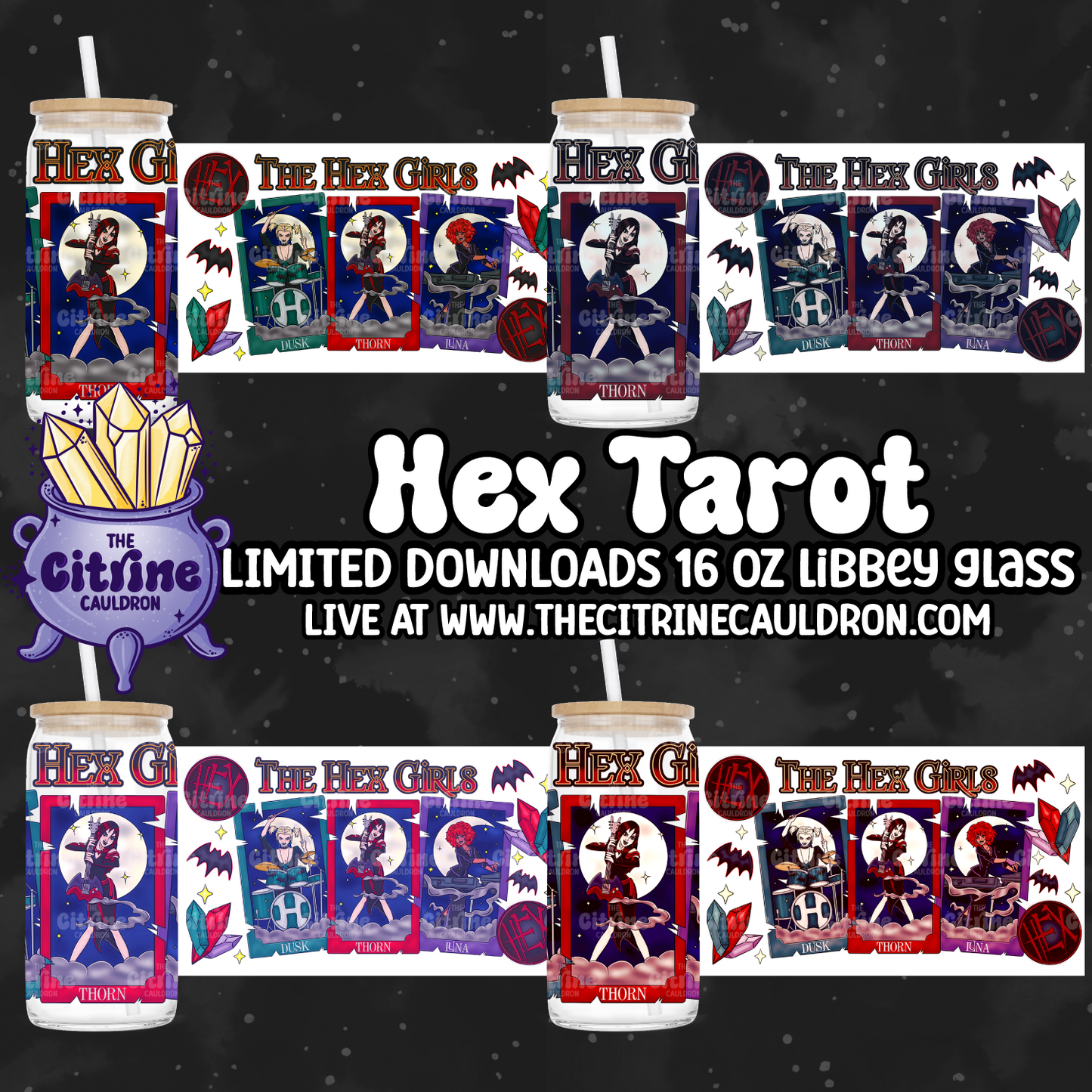 Hex Tarot - PNG Wrap for Libbey 16oz Glass Can