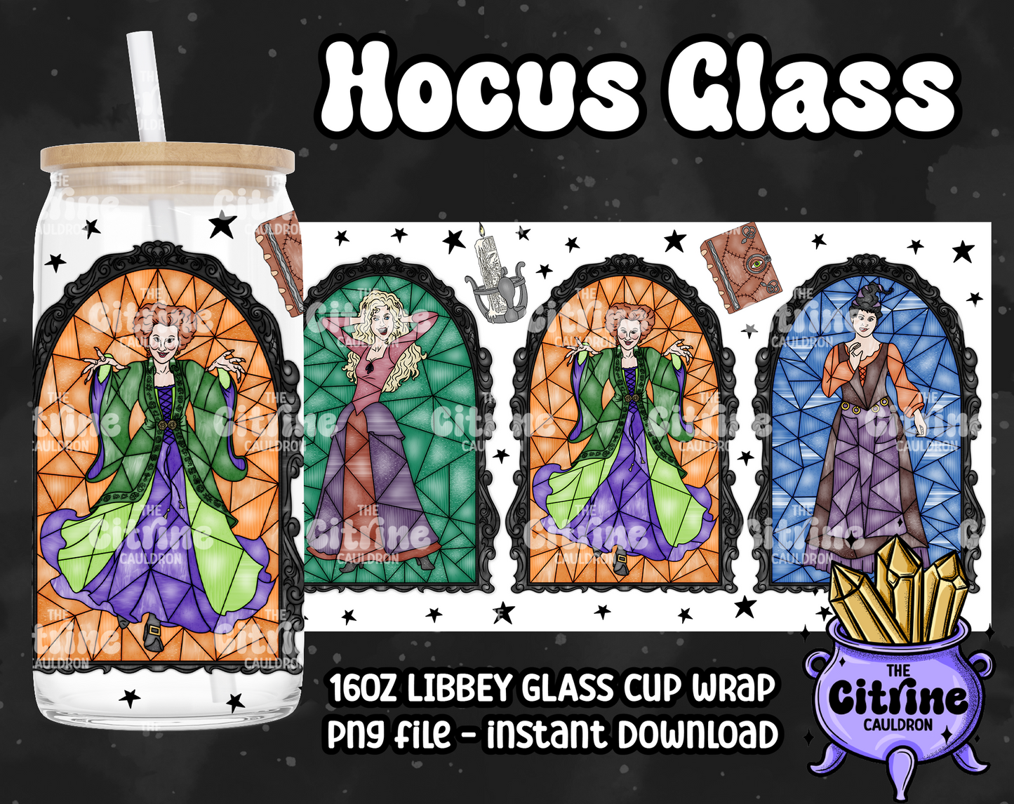 Hocus Glass - PNG Wrap for Libbey 16oz Glass Can