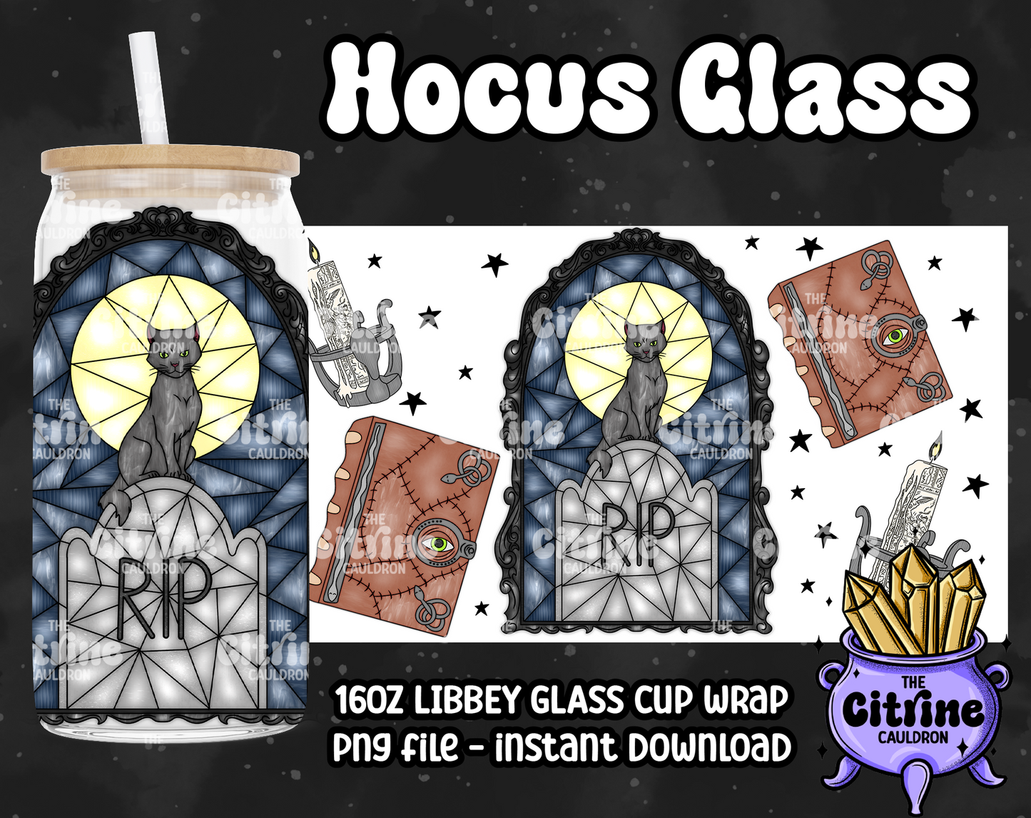 Hocus Glass - PNG Wrap for Libbey 16oz Glass Can