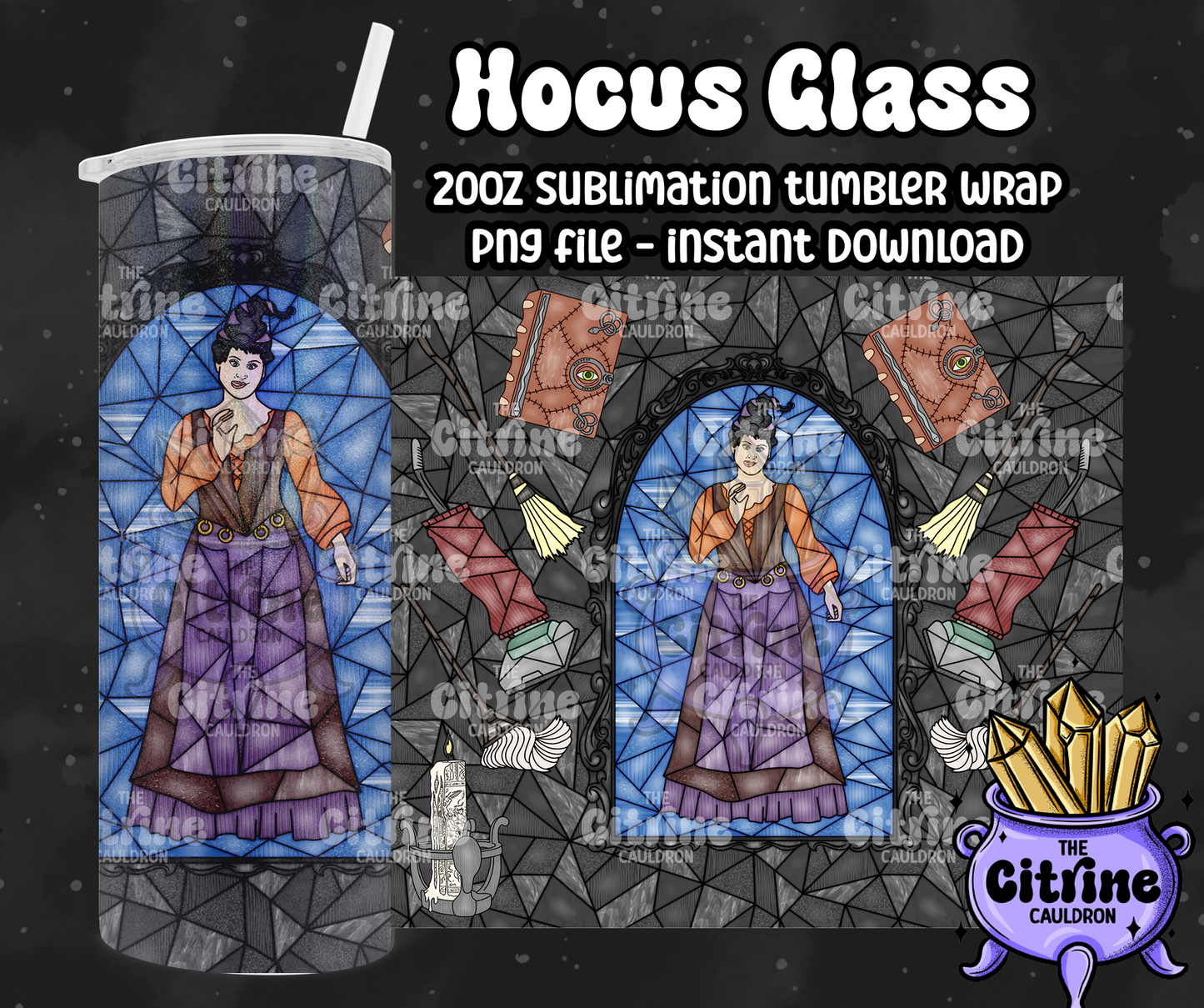 Hocus Glass - PNG Wrap for Sublimation 20oz Tumbler