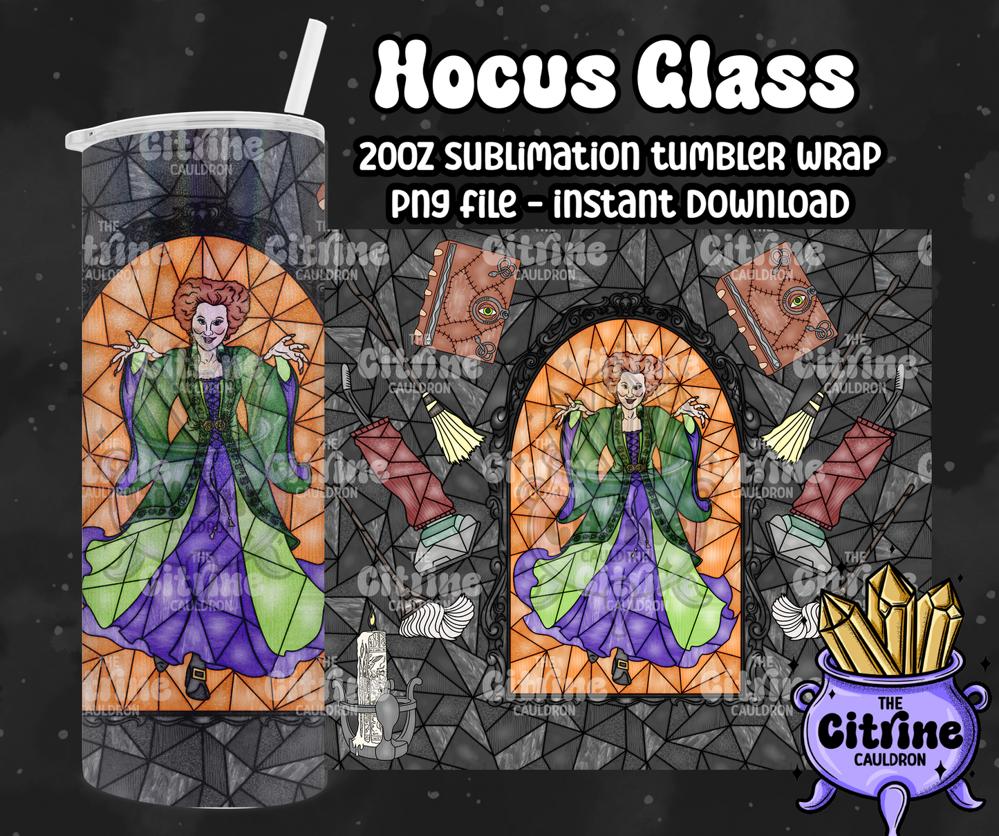 Hocus Glass - PNG Wrap for Sublimation 20oz Tumbler