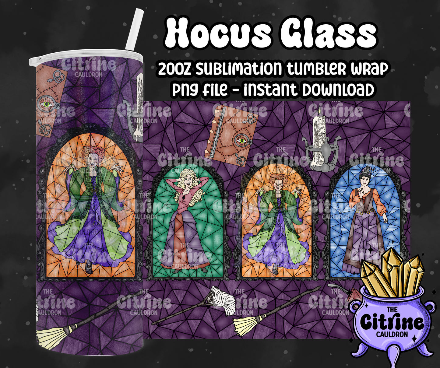 Hocus Glass - PNG Wrap for Sublimation 20oz Tumbler