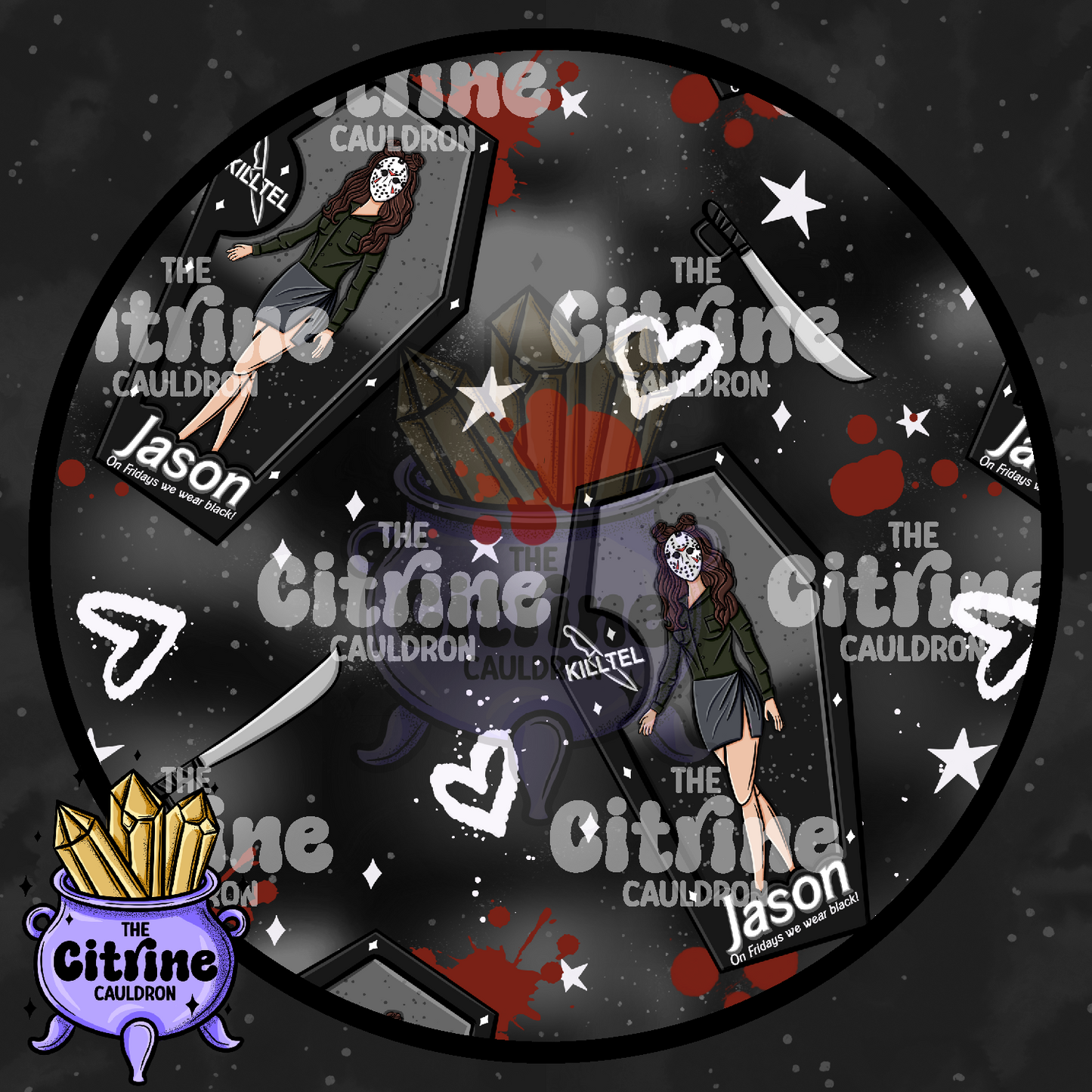 Horror Dolls Dark - Seamless