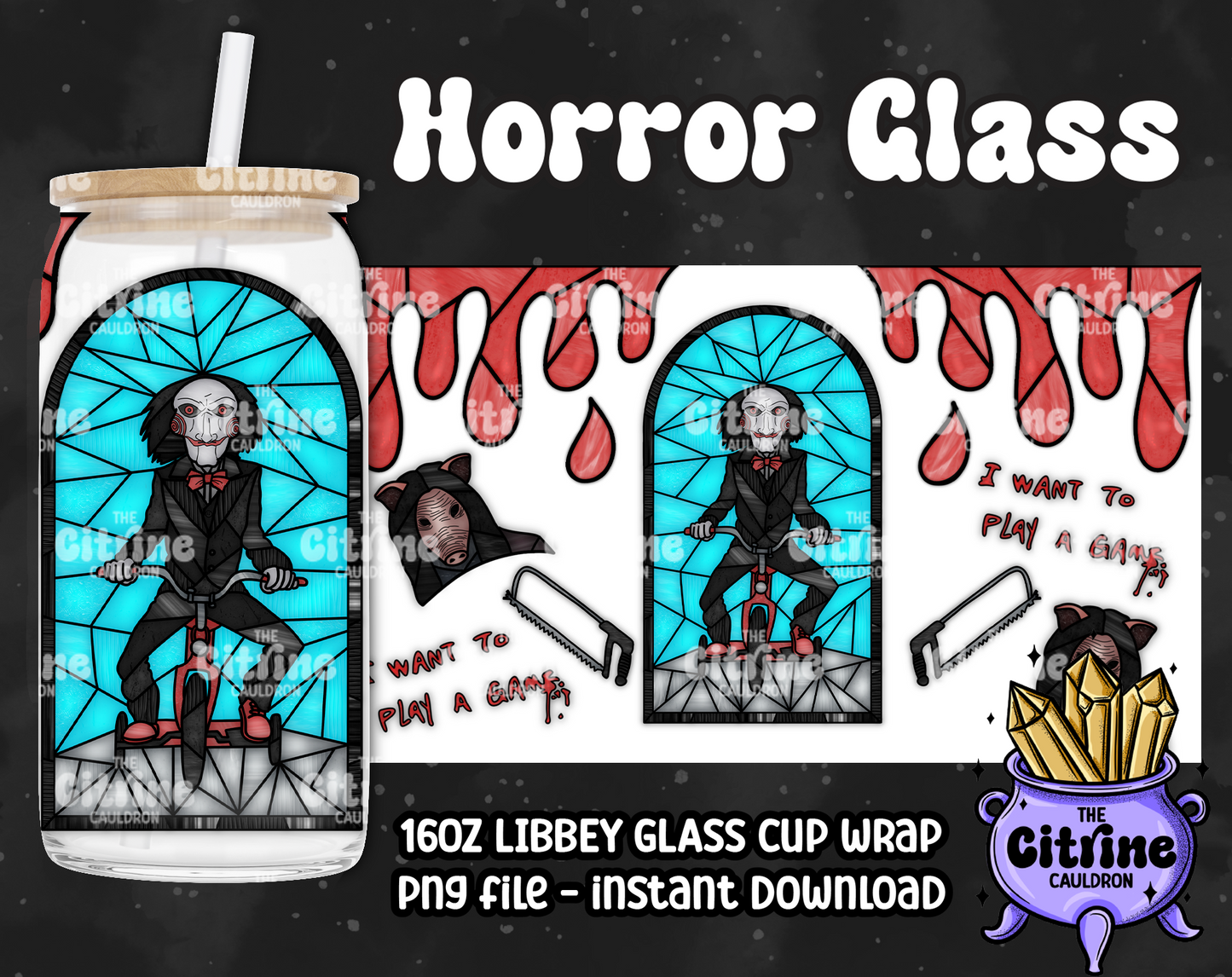Horror Glass Part II - PNG Wrap for Libbey 16oz Glass Can