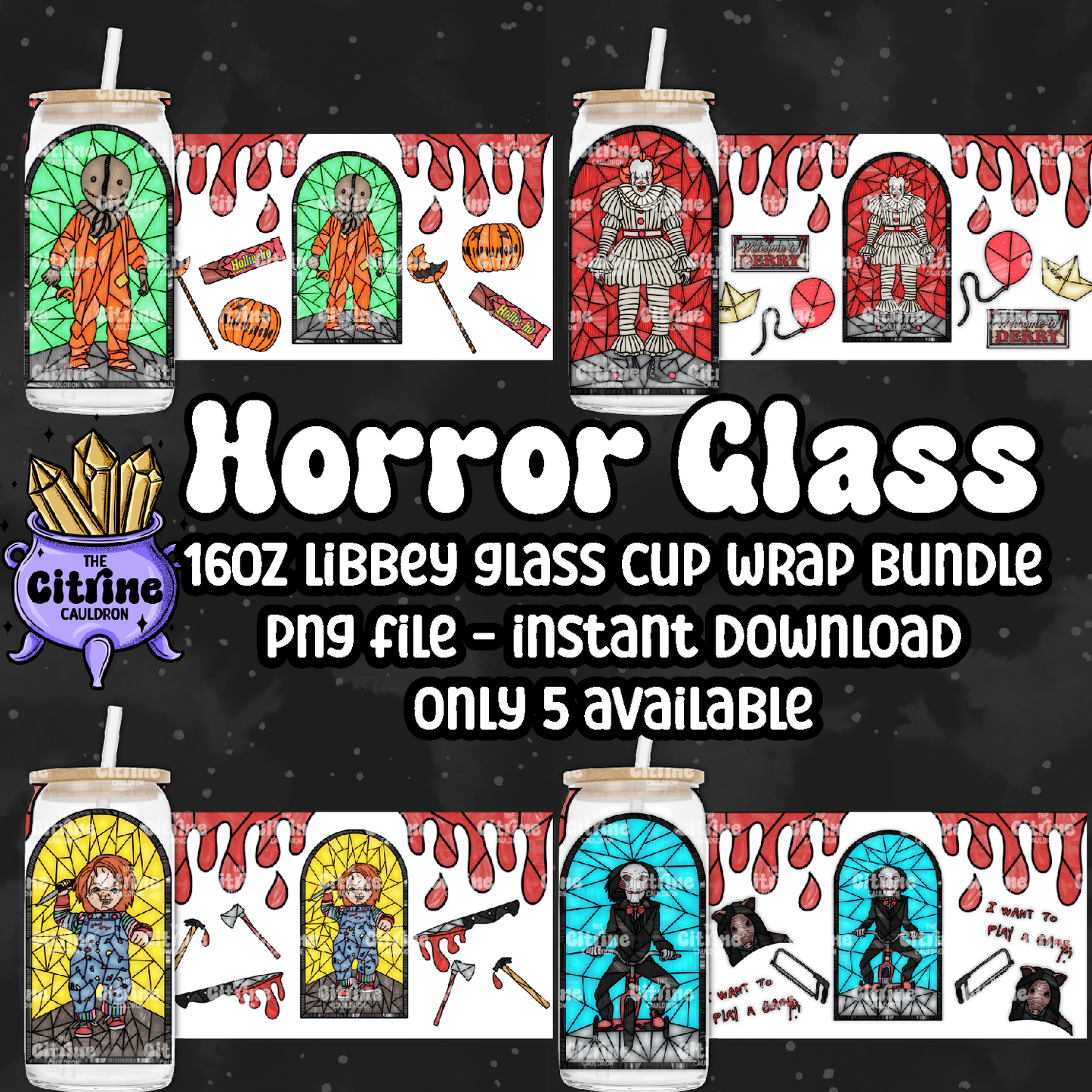 Horror Glass Part II - PNG Wrap for Libbey 16oz Glass Can