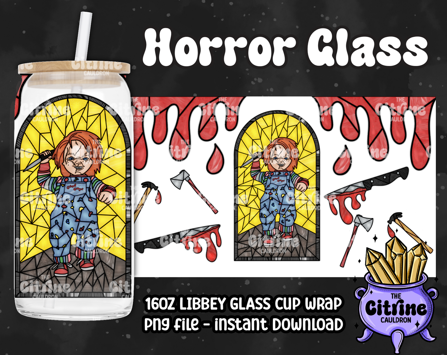 Horror Glass Part II - PNG Wrap for Libbey 16oz Glass Can