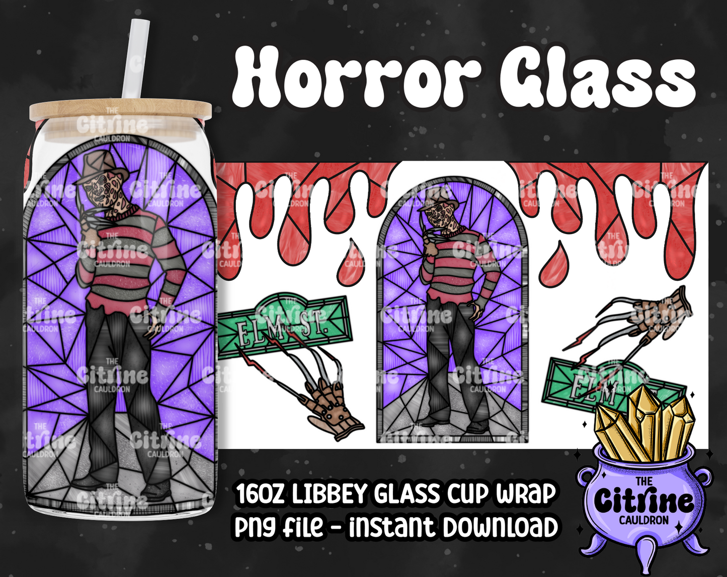 Horror Glass - PNG Wrap for Libbey 16oz Glass Can