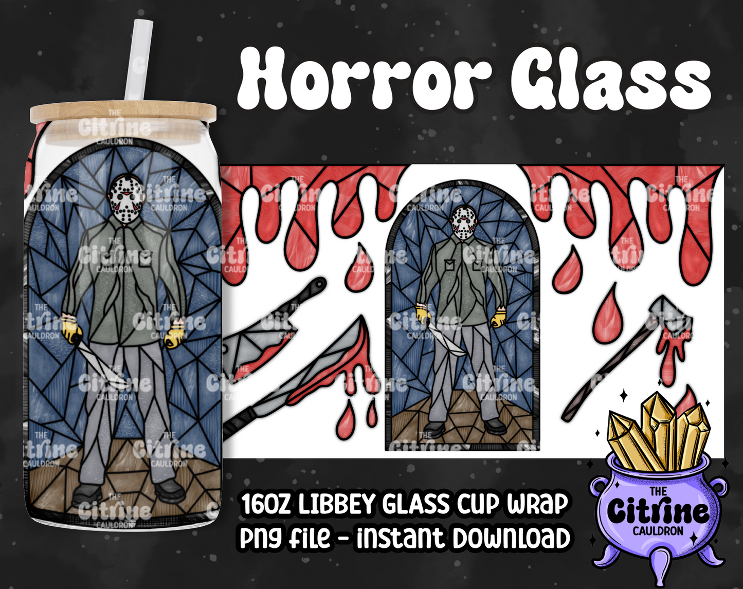 Horror Glass - PNG Wrap for Libbey 16oz Glass Can