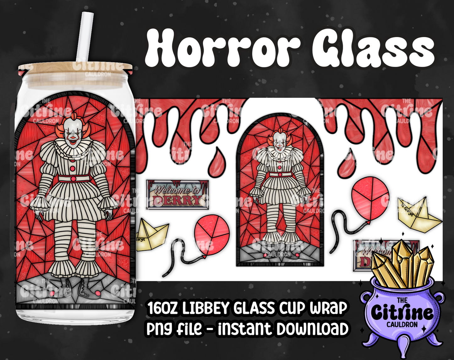 Horror Glass Part II - PNG Wrap for Libbey 16oz Glass Can
