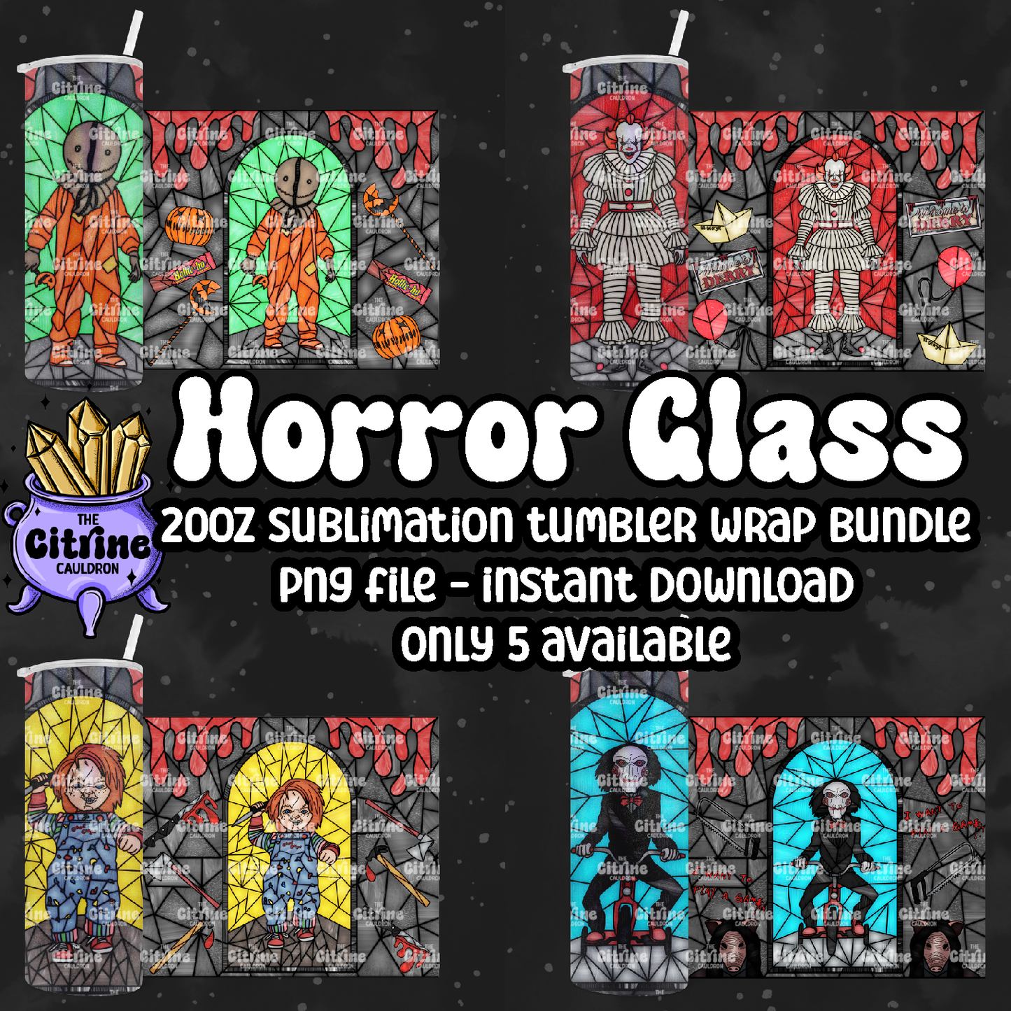 Horror Glass Part II - PNG Wrap for Sublimation 20oz Tumbler