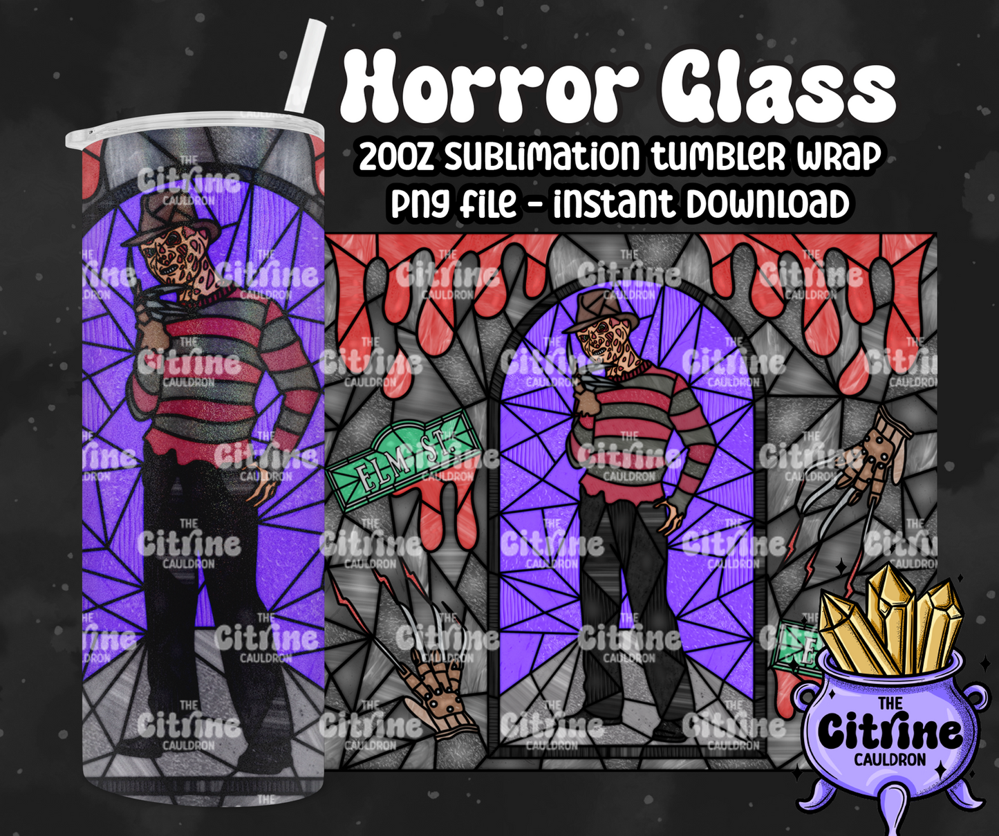 Horror Glass - PNG Wrap for Sublimation 20oz Tumbler