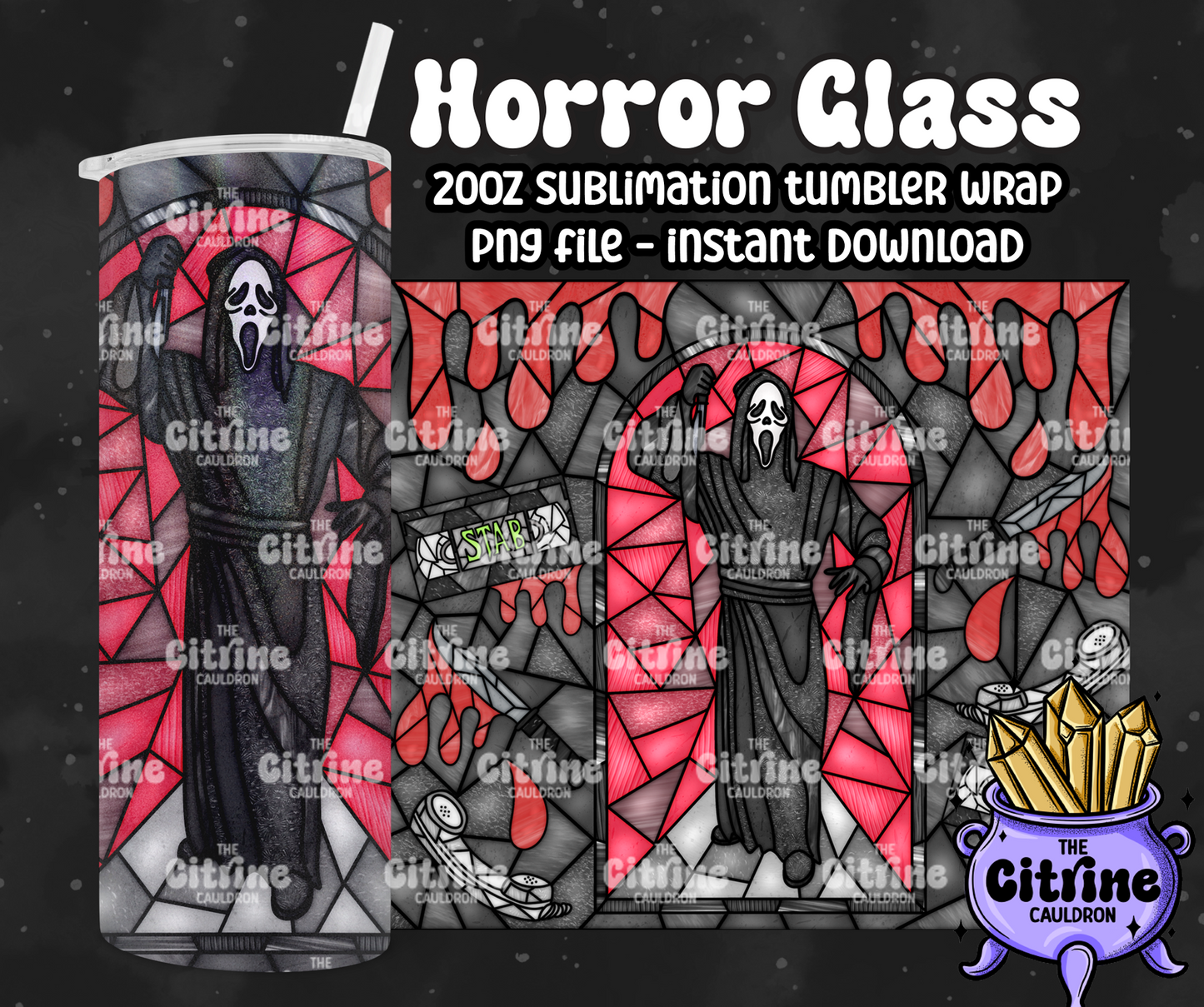 Horror Glass - PNG Wrap for Sublimation 20oz Tumbler