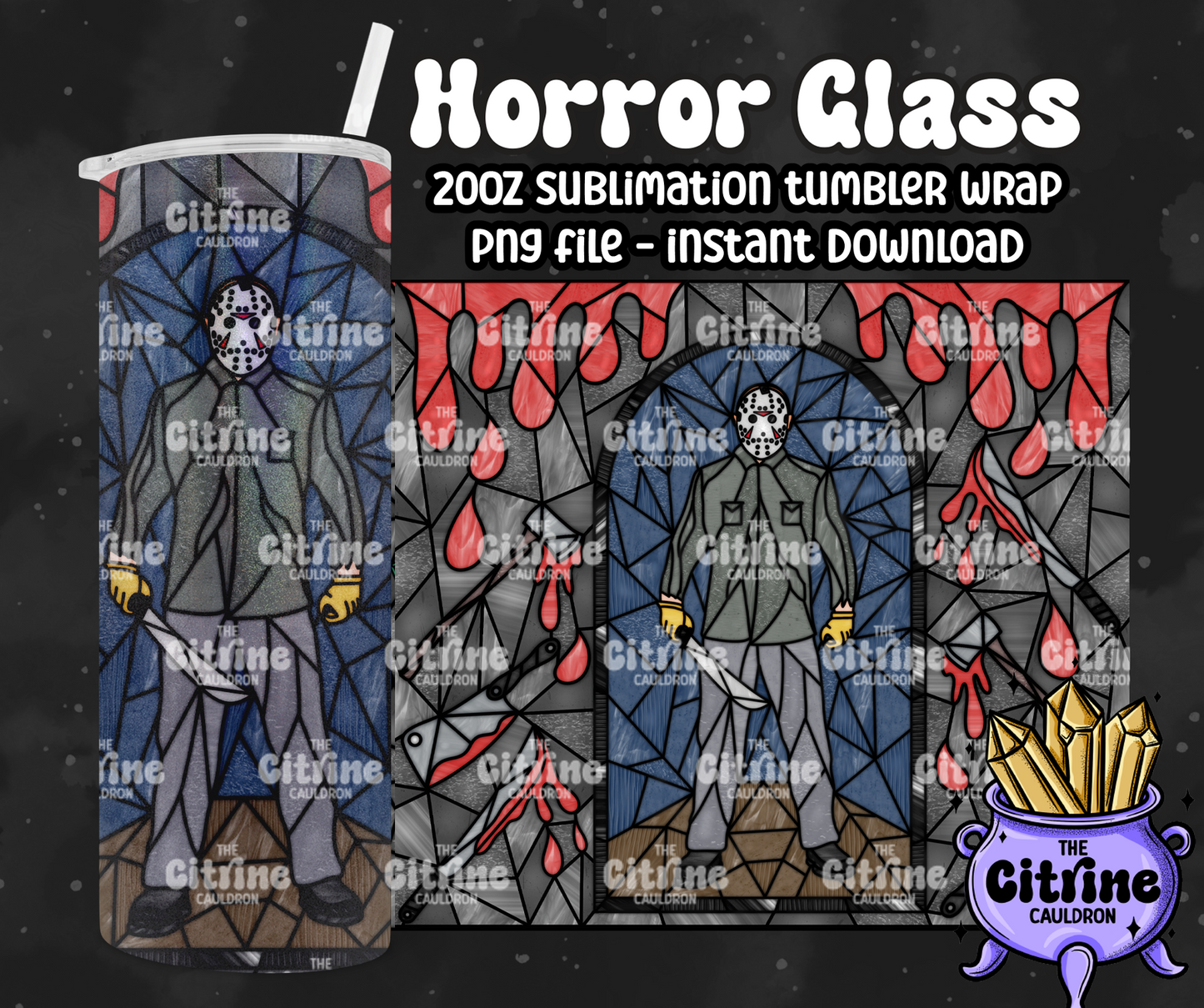 Horror Glass - PNG Wrap for Sublimation 20oz Tumbler