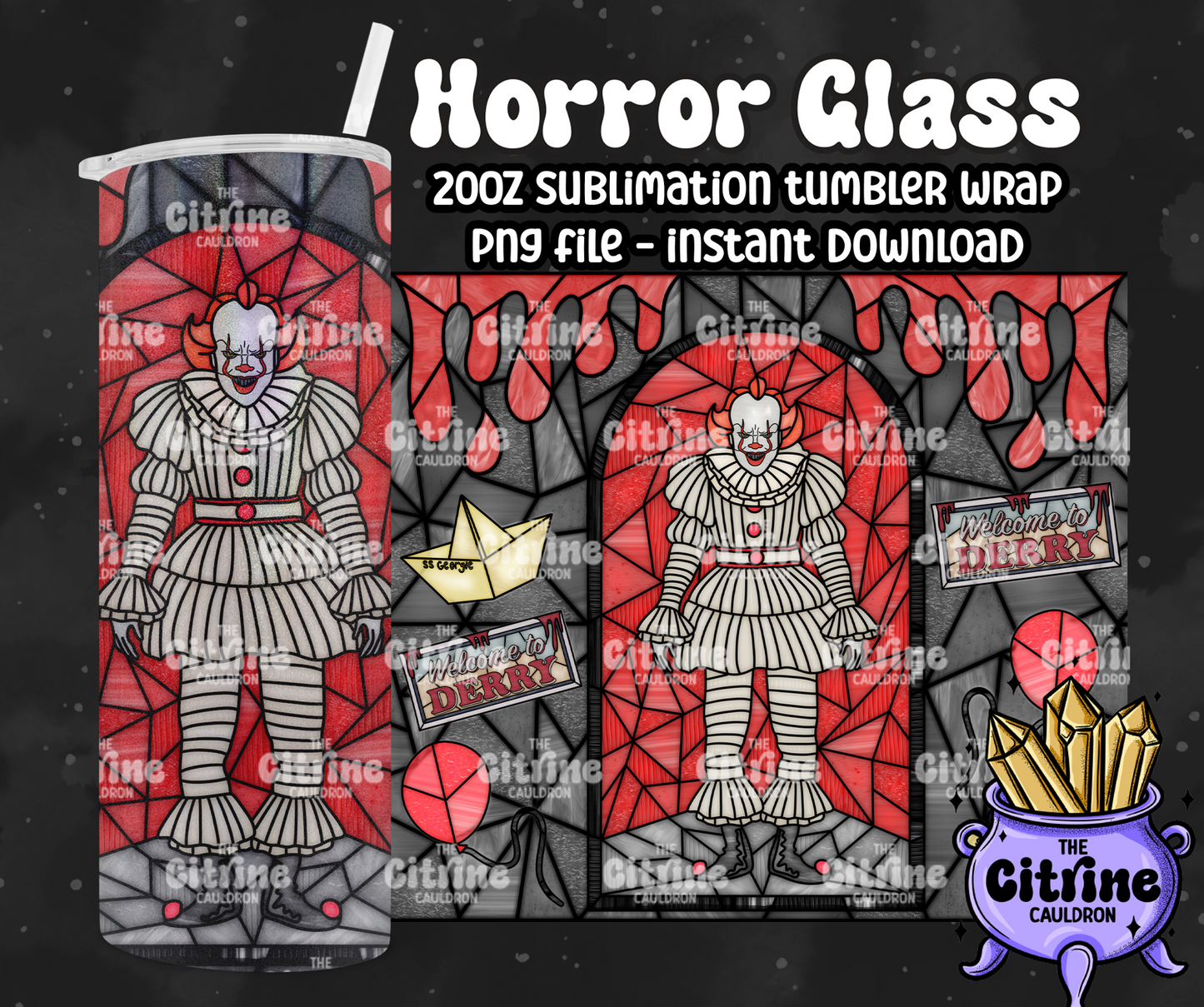 Horror Glass Part II - PNG Wrap for Sublimation 20oz Tumbler