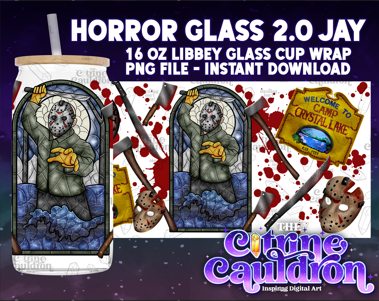 Horror Glass 2.0 Jay - PNG Wrap for Libbey 16oz Glass Can