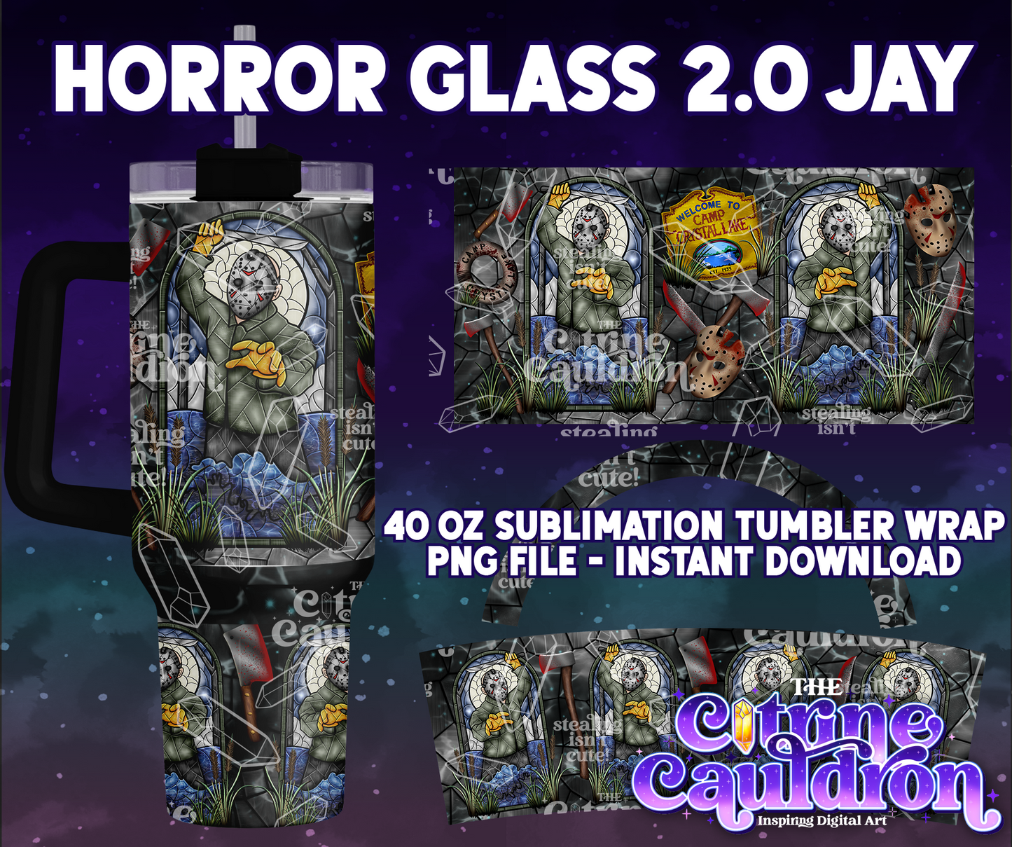Horror Glass 2.0 Jay - PNG Wrap for Sublimation 40oz Tumbler