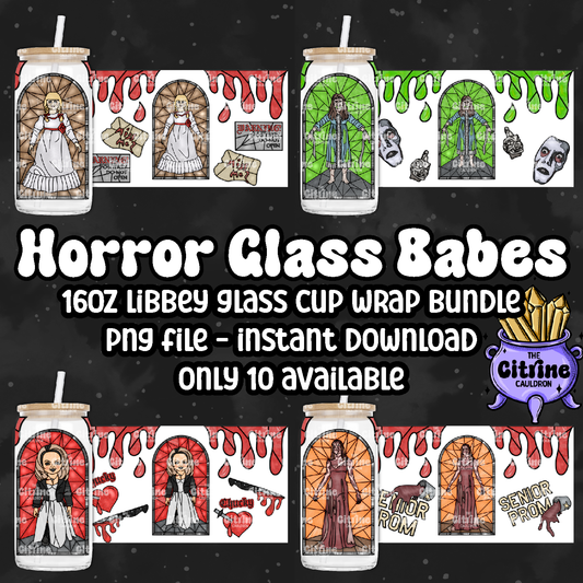 Horror Glass Babes - PNG Wrap for Libbey 16oz Glass Can