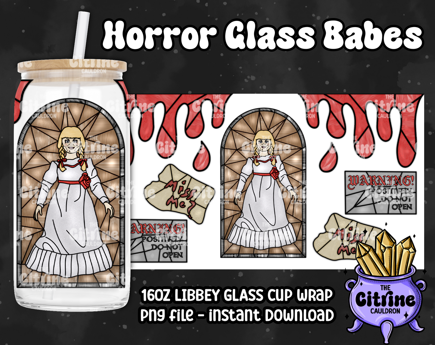 Horror Glass Babes - PNG Wrap for Libbey 16oz Glass Can