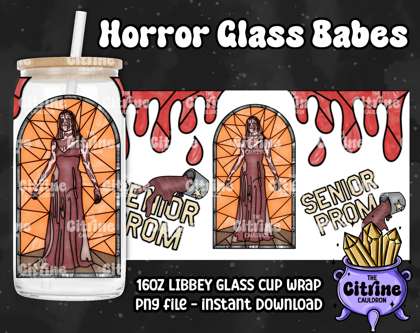 Horror Glass Babes - PNG Wrap for Libbey 16oz Glass Can
