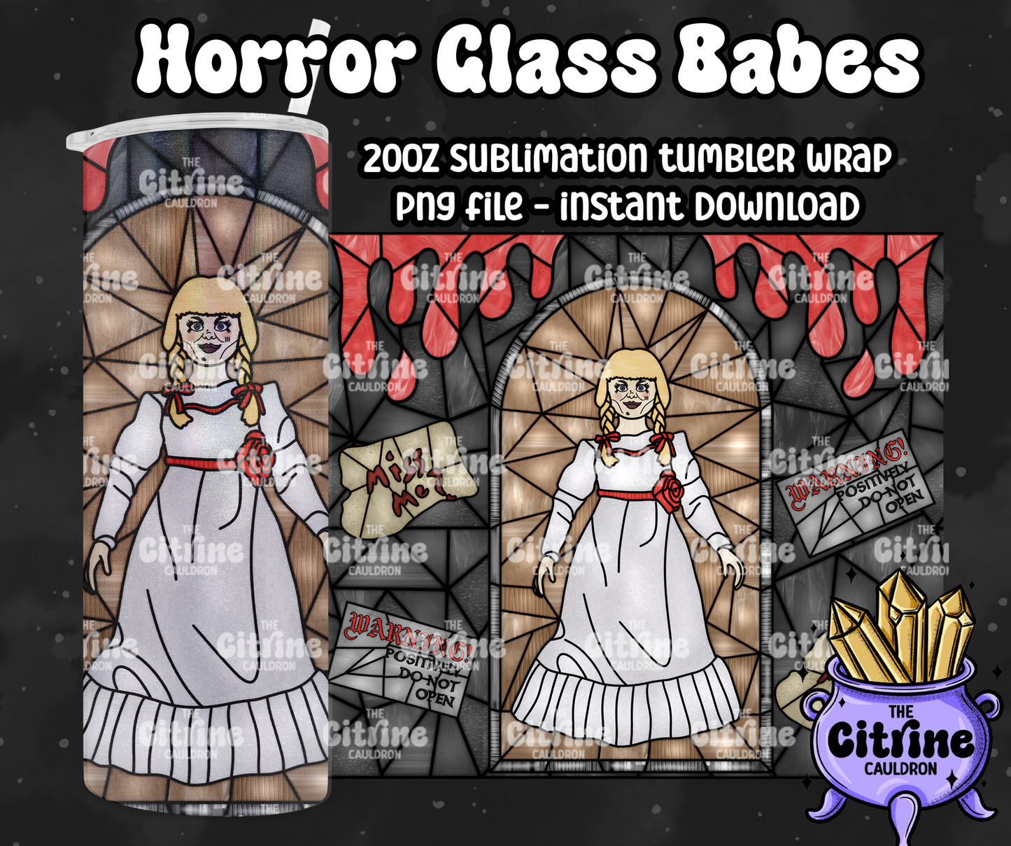 Horror Glass Babes - PNG Wrap for Sublimation 20oz Tumbler