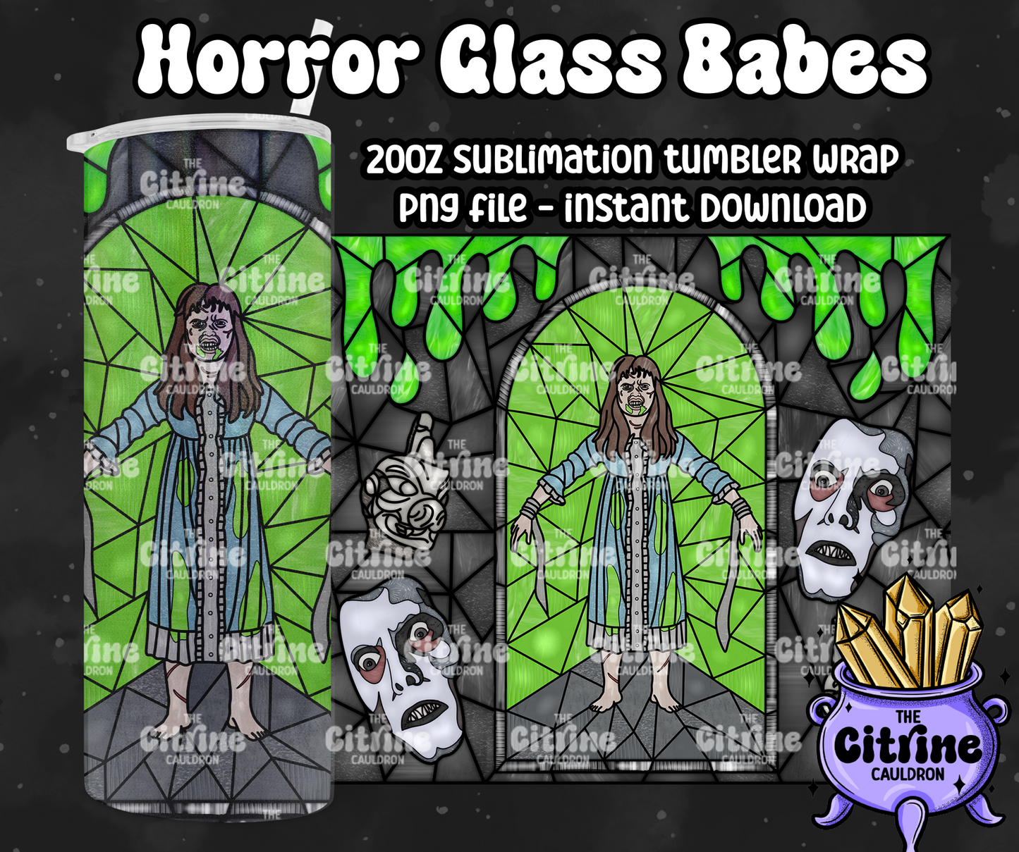 Horror Glass Babes - PNG Wrap for Sublimation 20oz Tumbler