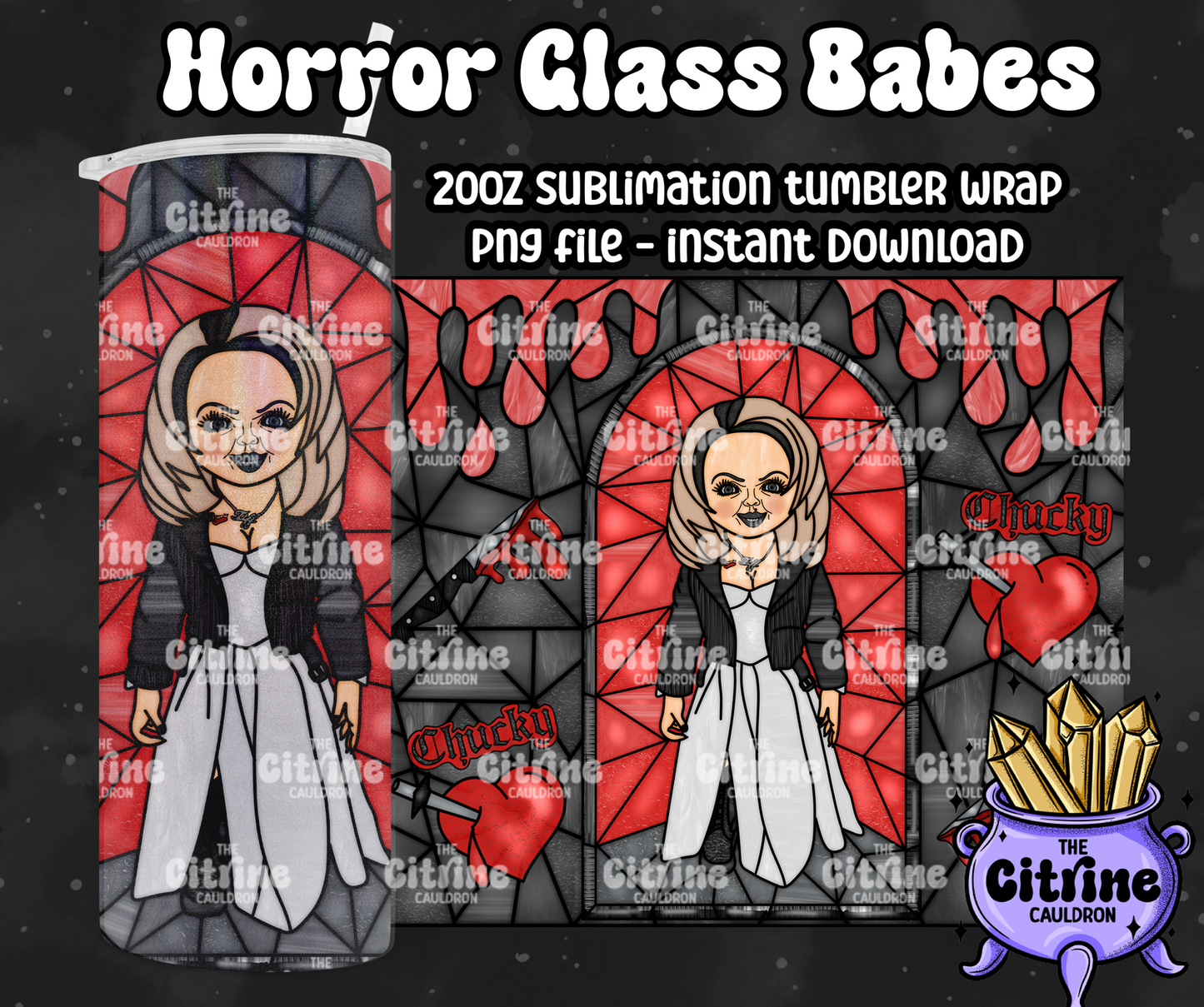 Horror Glass Babes - PNG Wrap for Sublimation 20oz Tumbler