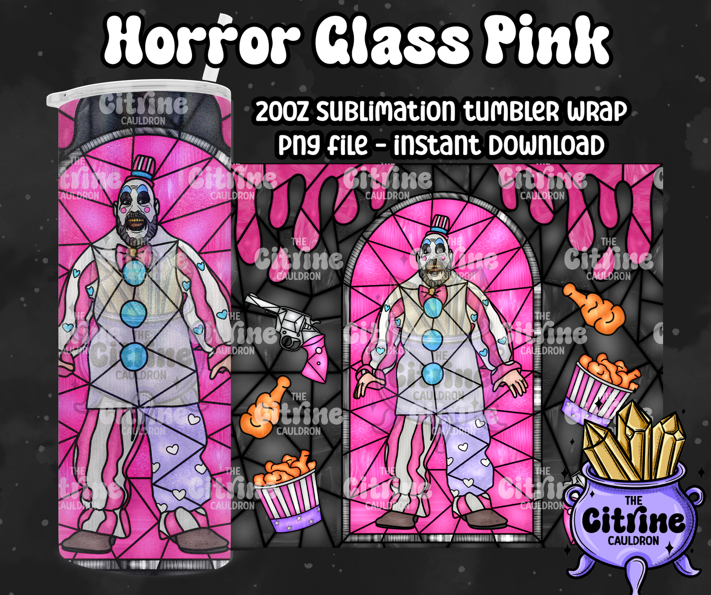 Horror Glass Pink - PNG Wrap for Sublimation 20oz Tumbler