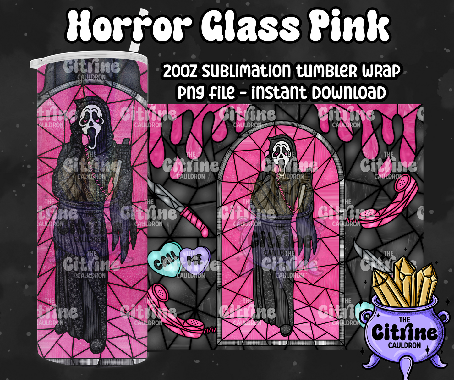 Horror Glass Pink - PNG Wrap for Sublimation 20oz Tumbler