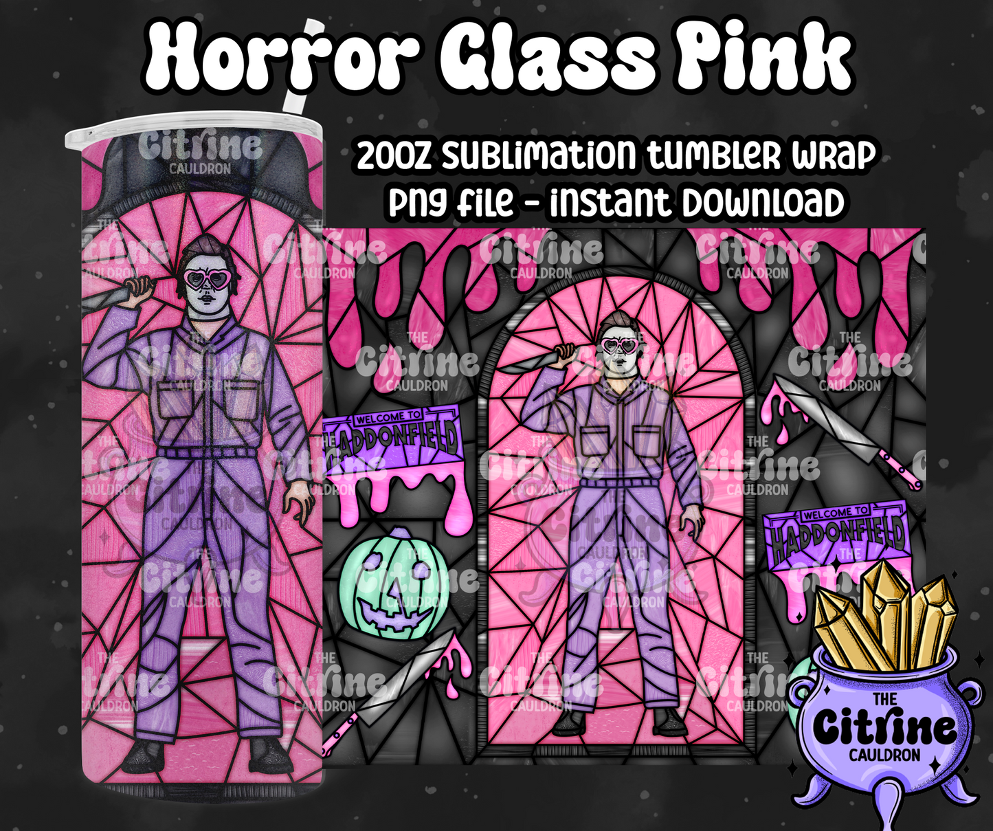 Horror Glass Pink - PNG Wrap for Sublimation 20oz Tumbler