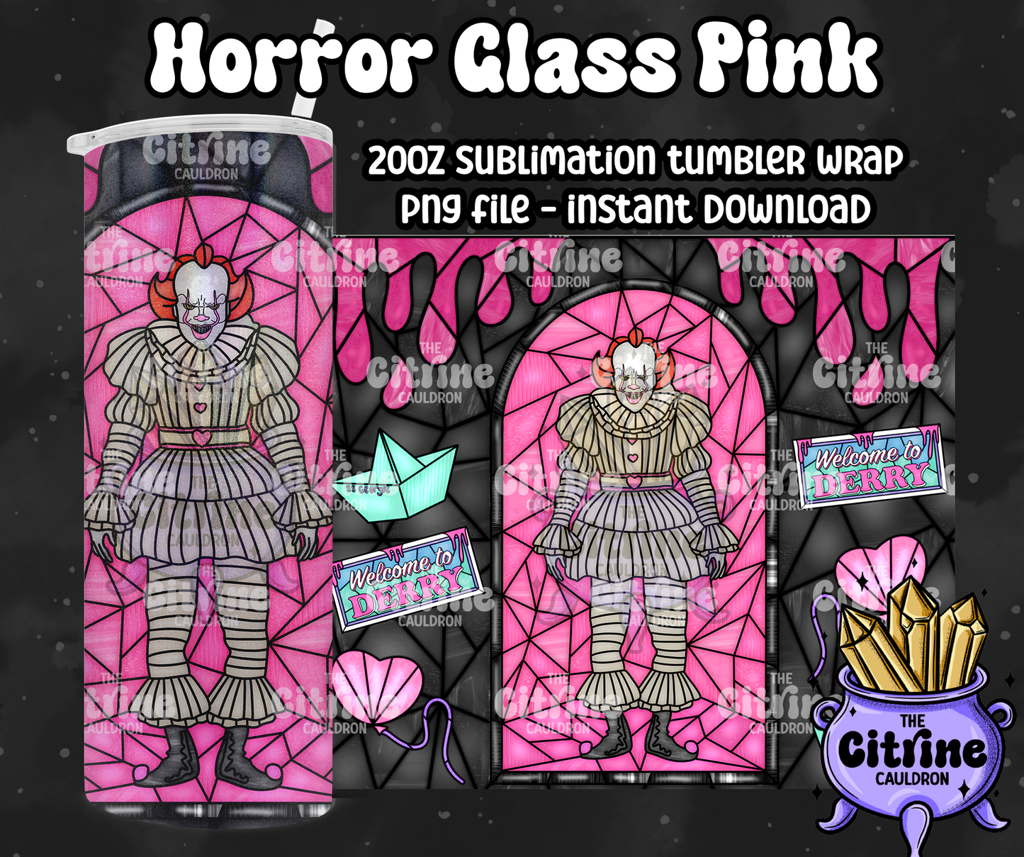 Horror Glass Pink - PNG Wrap for Sublimation 20oz Tumbler