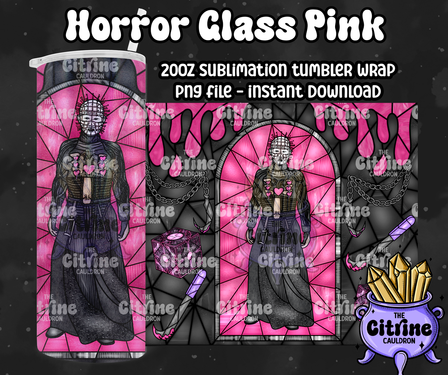 Horror Glass Pink - PNG Wrap for Sublimation 20oz Tumbler