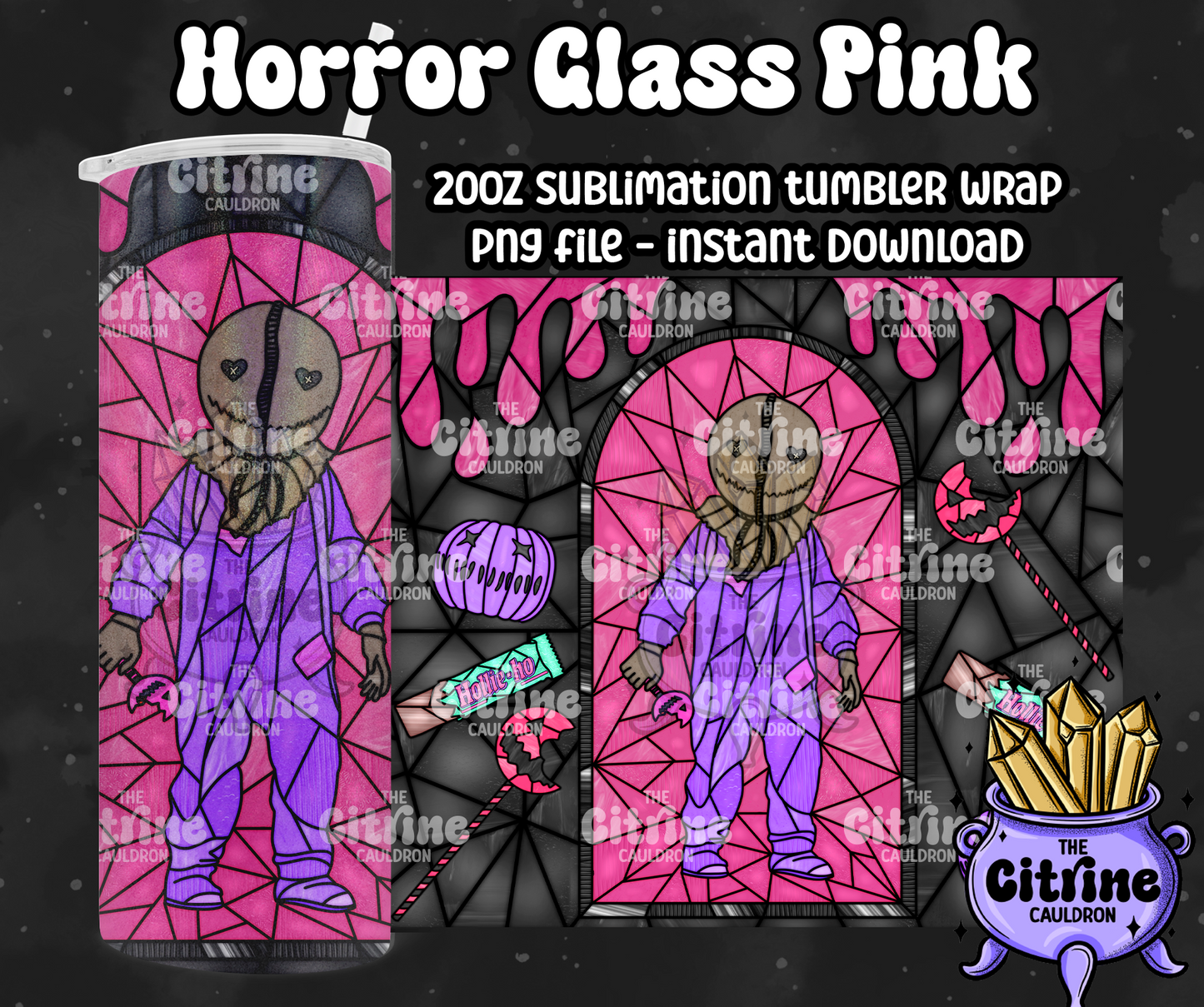 Horror Glass Pink - PNG Wrap for Sublimation 20oz Tumbler