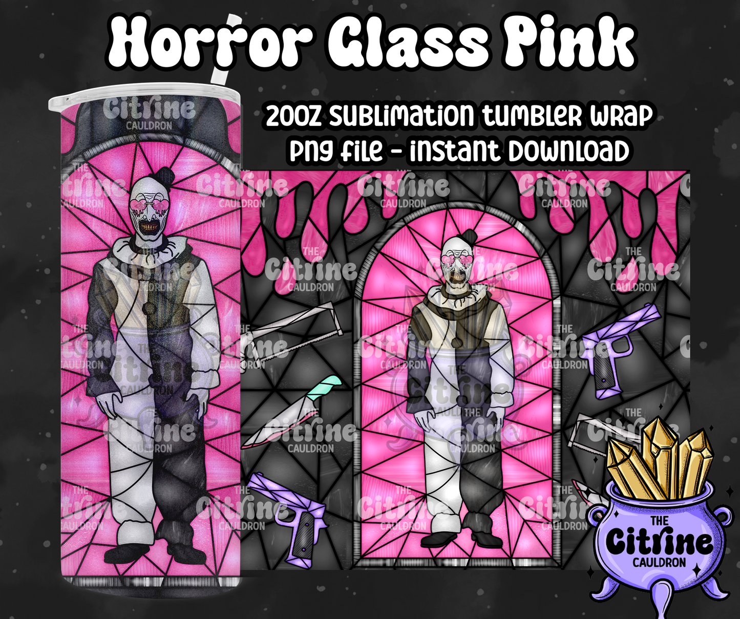 Horror Glass Pink - PNG Wrap for Sublimation 20oz Tumbler