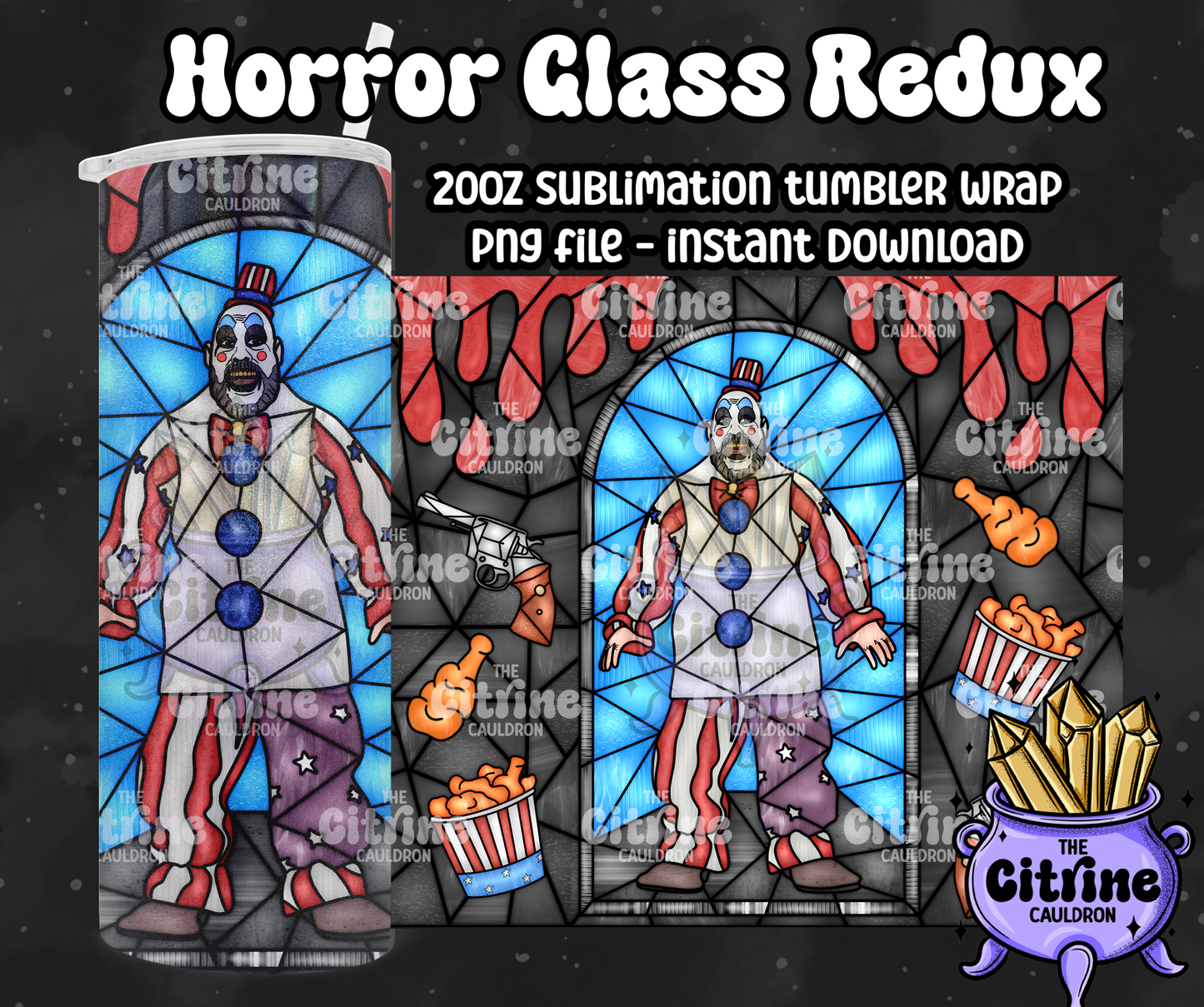 Horror Glass Redux - PNG Wrap for Sublimation 20oz Tumbler