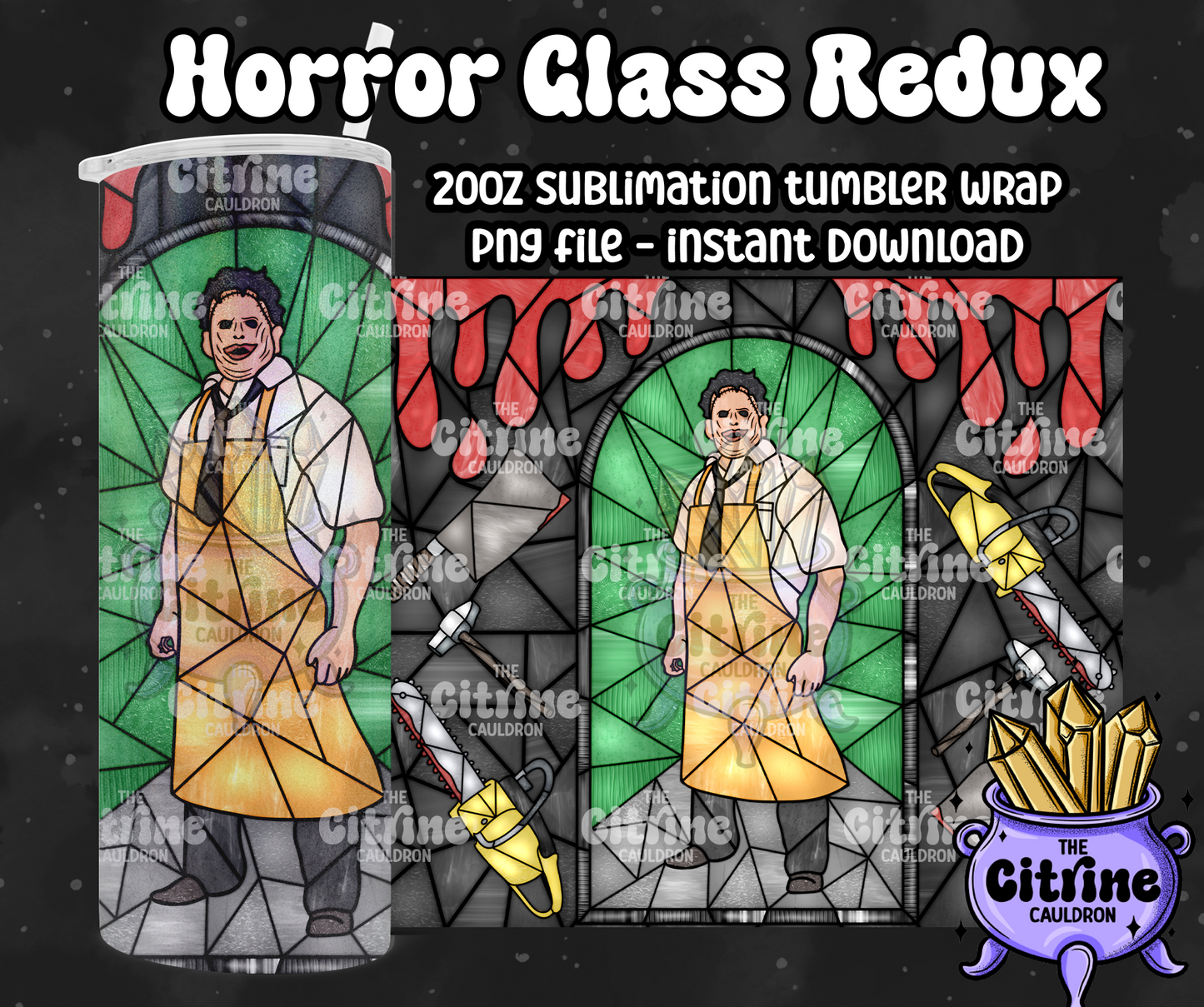Horror Glass Redux - PNG Wrap for Sublimation 20oz Tumbler