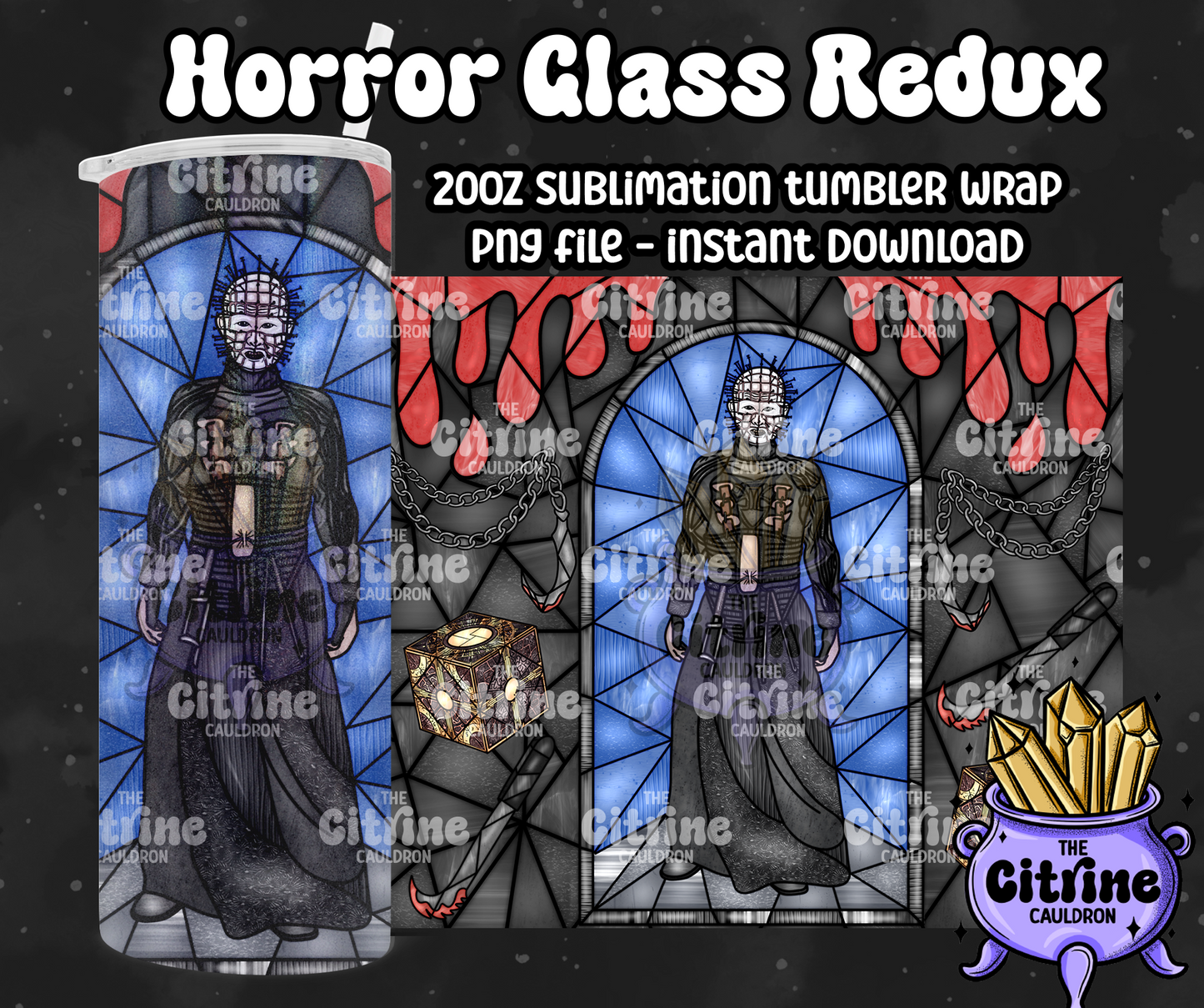 Horror Glass Redux - PNG Wrap for Sublimation 20oz Tumbler