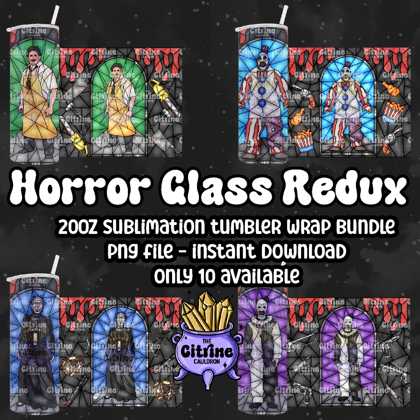 Horror Glass Redux - PNG Wrap for Sublimation 20oz Tumbler
