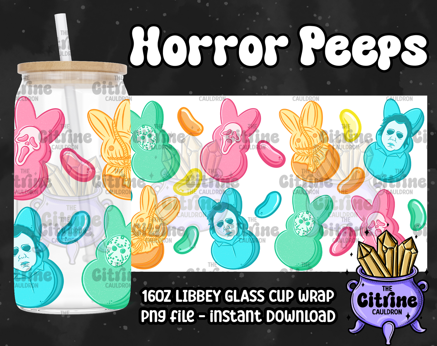Killer Marshmallows - PNG Wrap for Libbey 16oz Glass Can