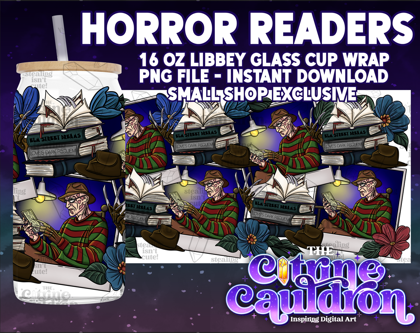 Horror Readers - PNG Wrap for Libbey 16oz Glass Can