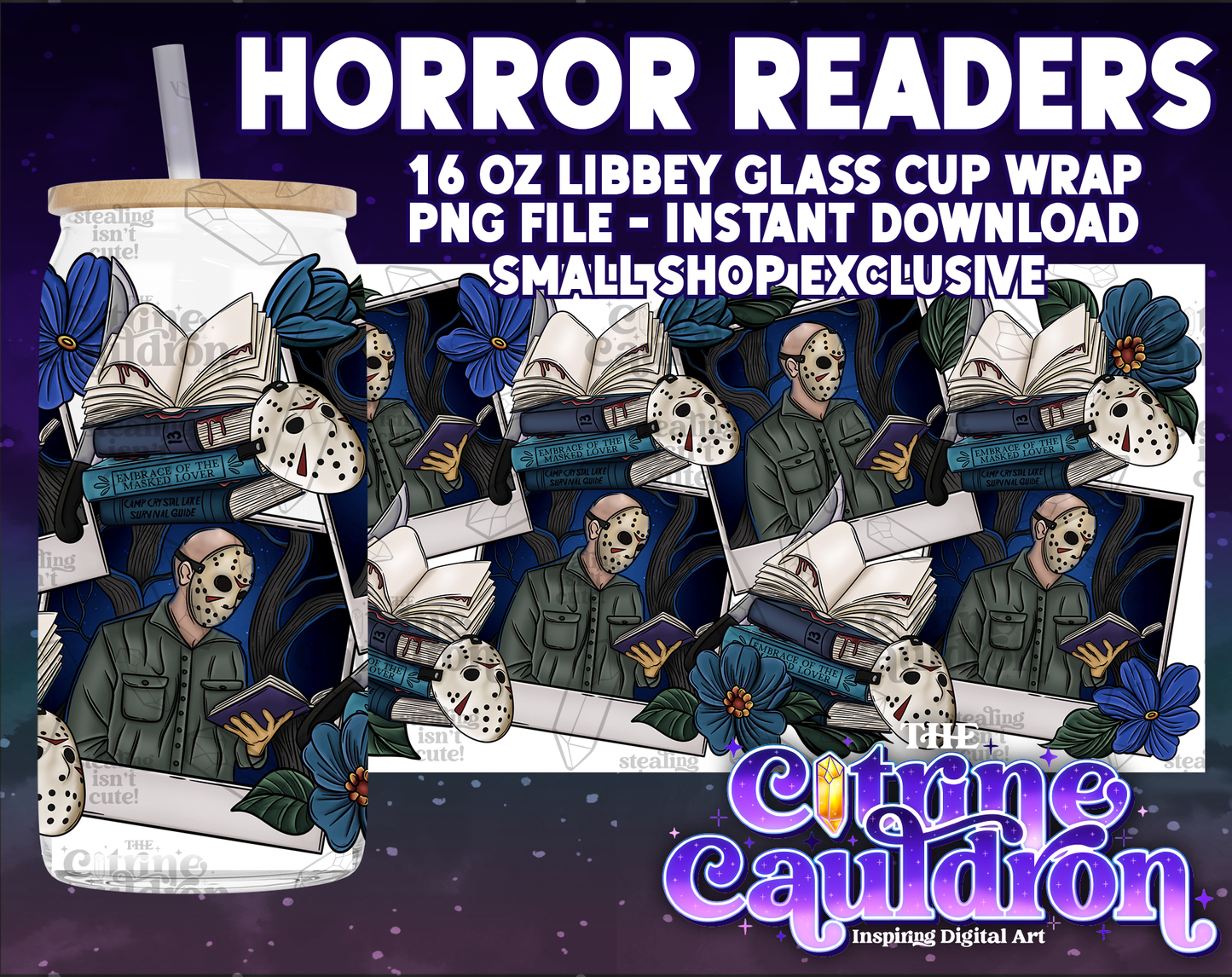 Horror Readers - PNG Wrap for Libbey 16oz Glass Can
