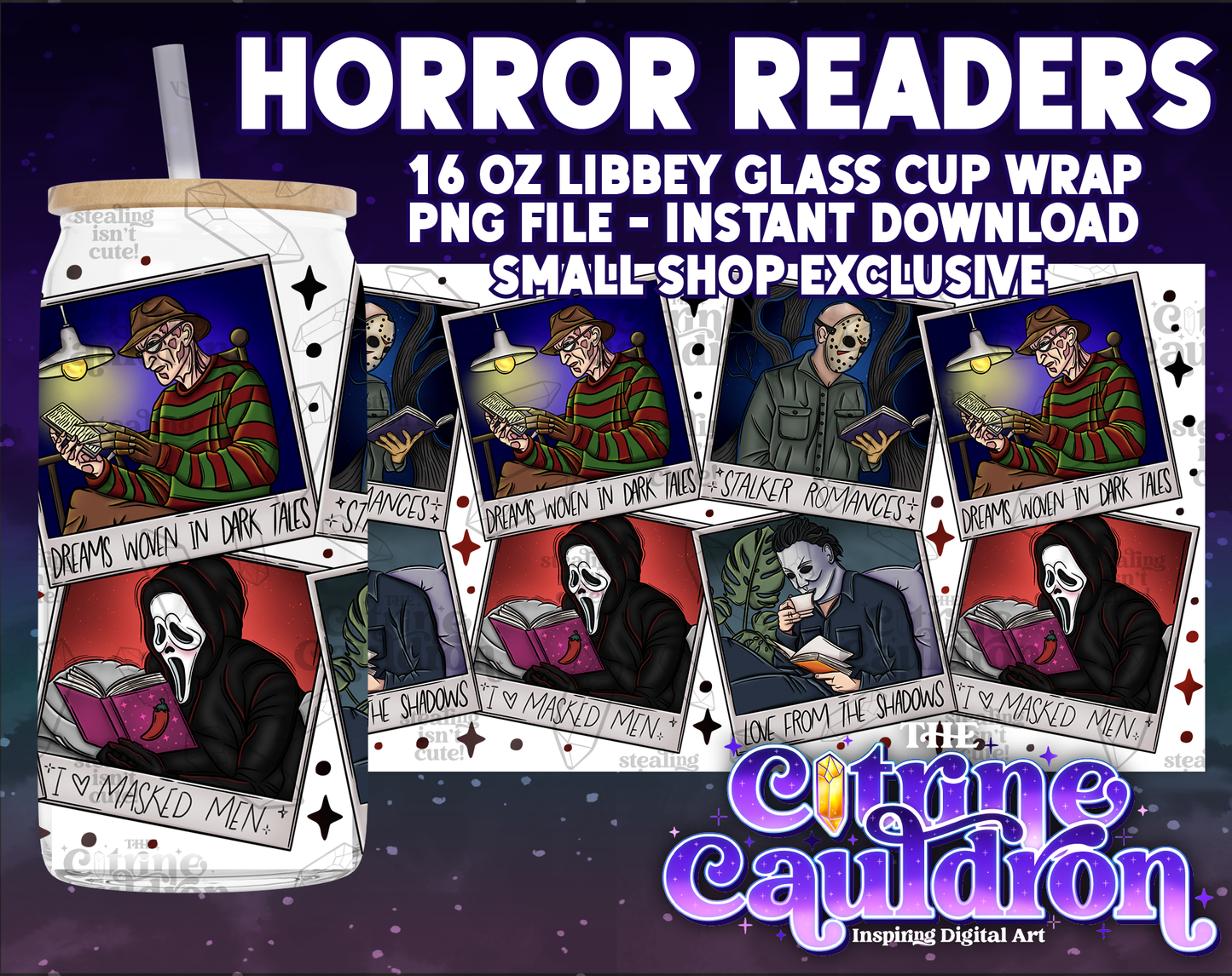 Horror Readers - PNG Wrap for Libbey 16oz Glass Can
