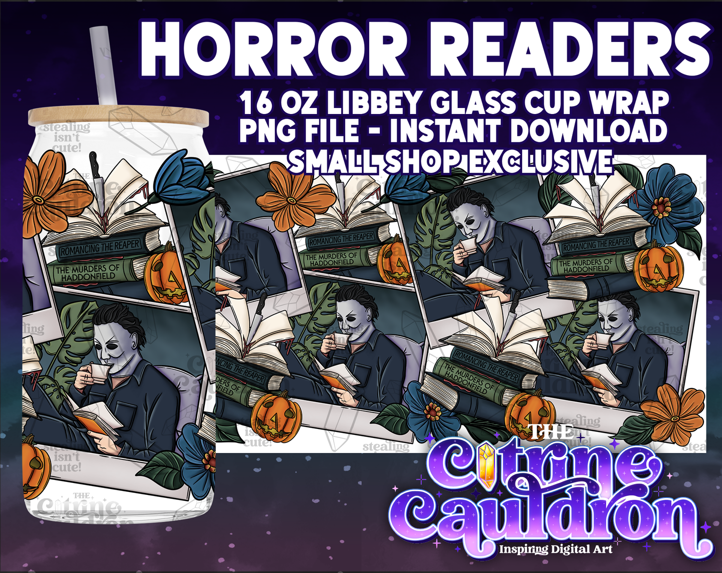 Horror Readers - PNG Wrap for Libbey 16oz Glass Can