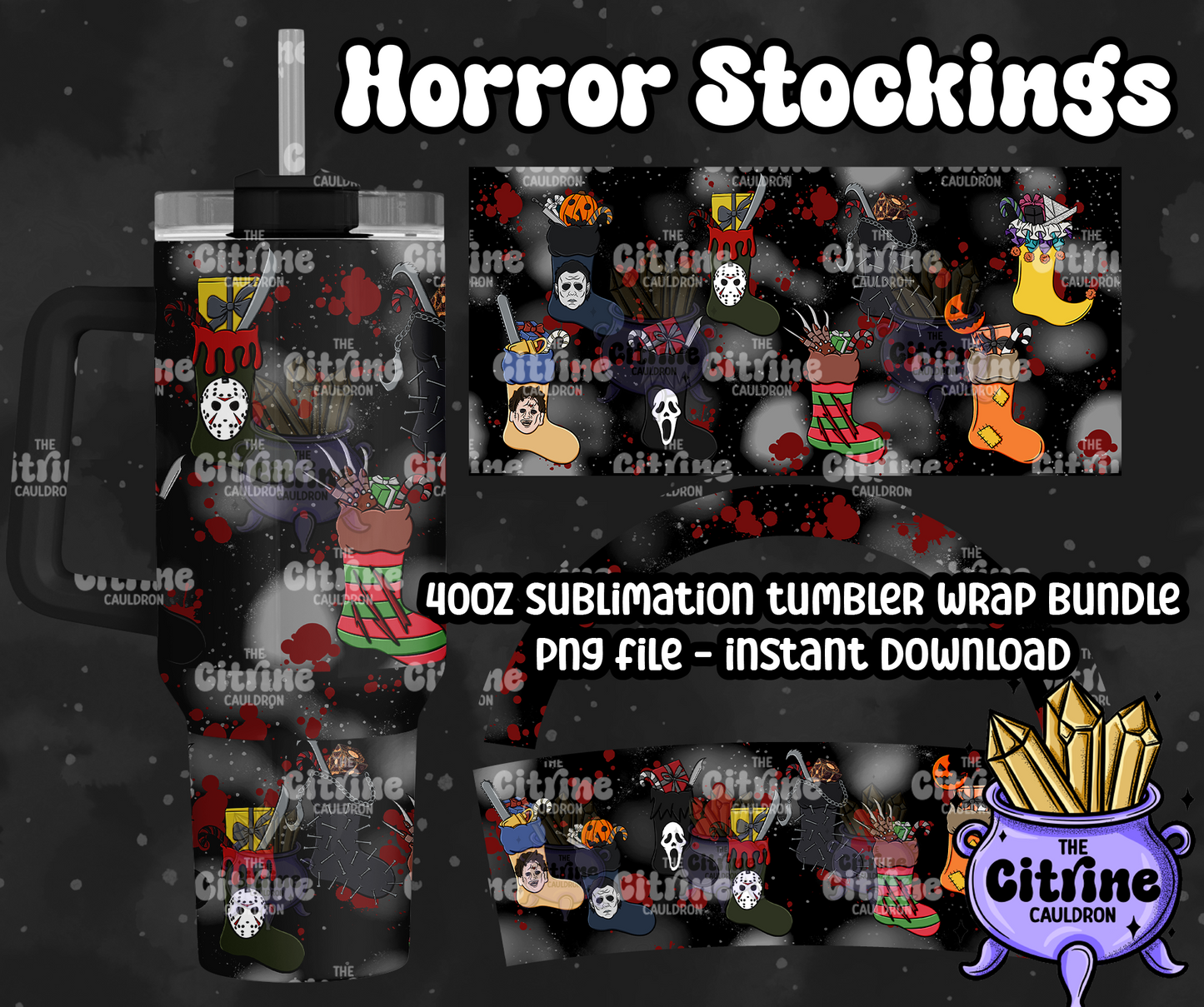 Horror Stockings - PNG Wrap for Sublimation 40oz Tumbler
