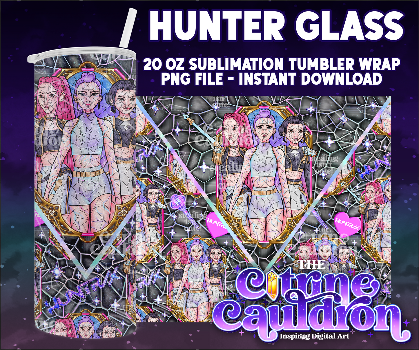 Hunter Glass - PNG Wrap for Sublimation 20oz Tumbler