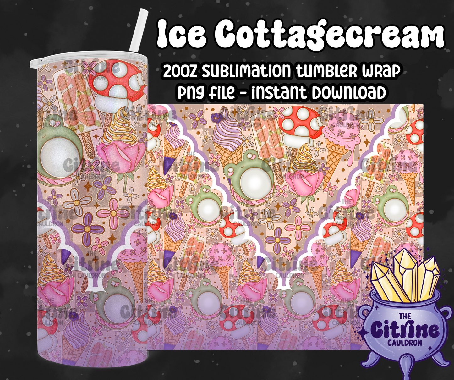 Ice Cottagecream - PNG Wrap for Sublimation 20oz Tumbler