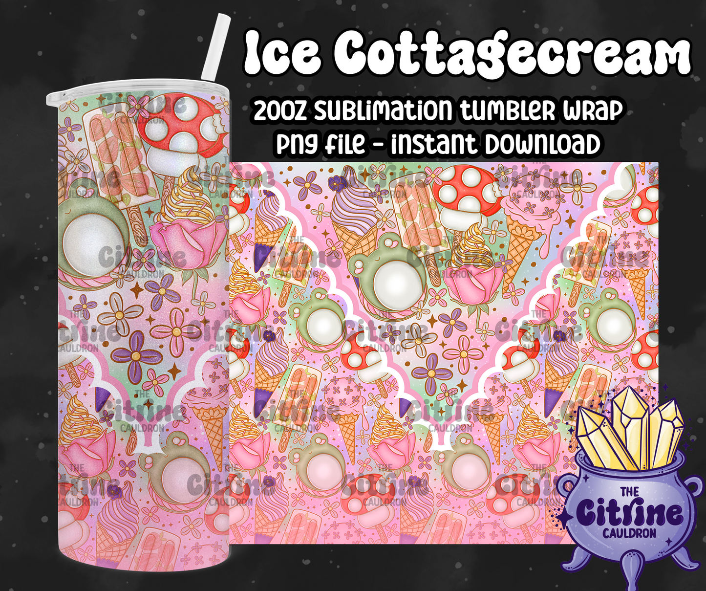 Ice Cottagecream - PNG Wrap for Sublimation 20oz Tumbler