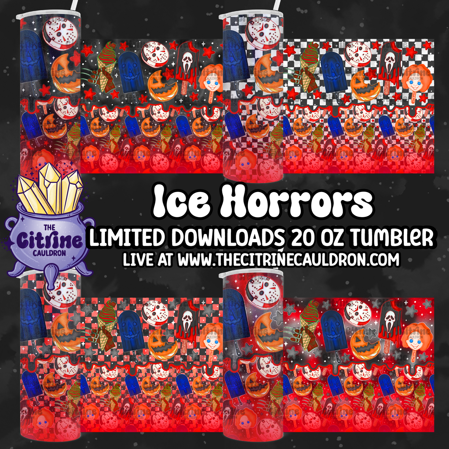 Ice Horrors - PNG Wrap for Sublimation 20oz Tumbler