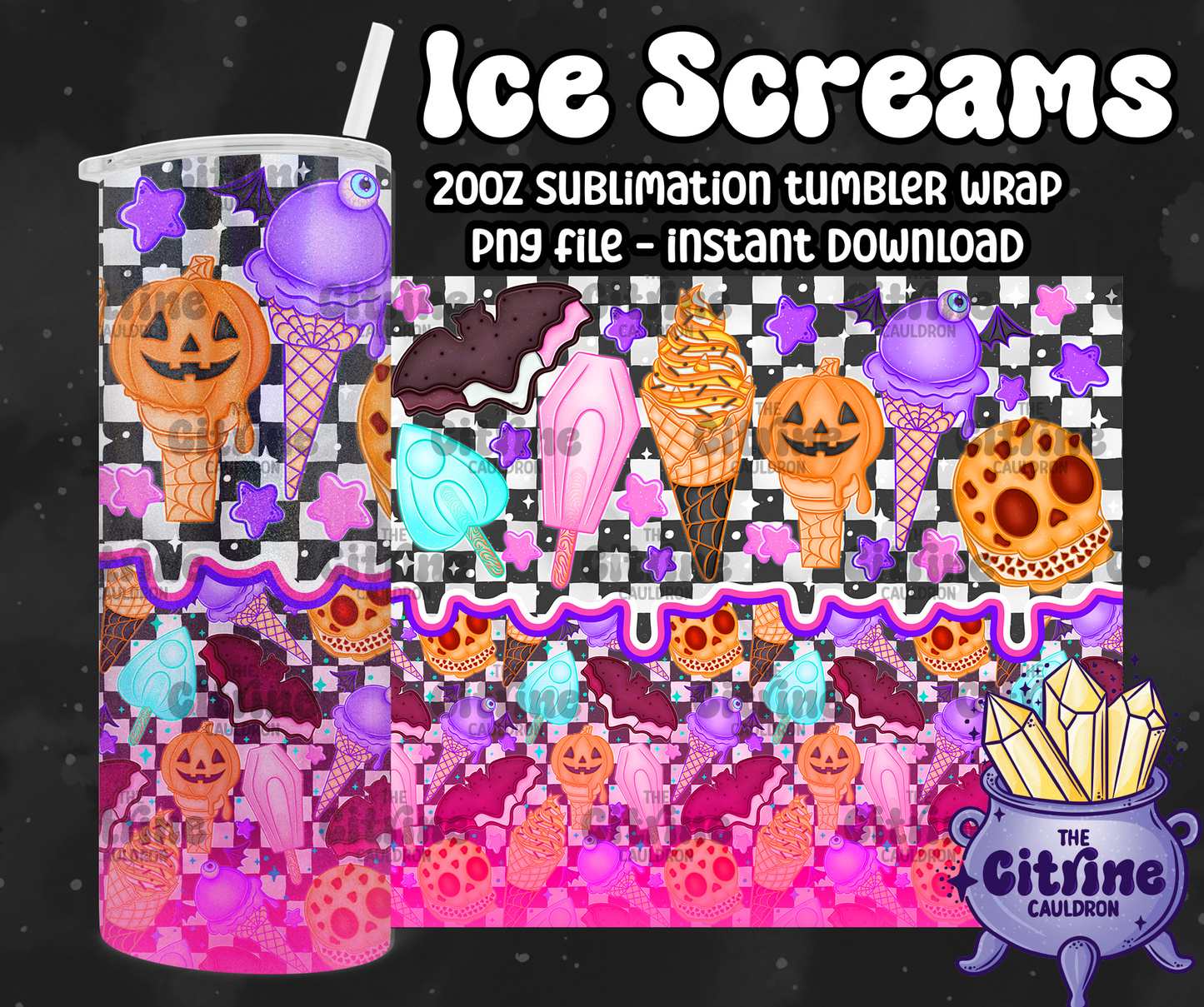 Ice Screams 2.0 - PNG Wrap for Sublimation 20oz Tumbler