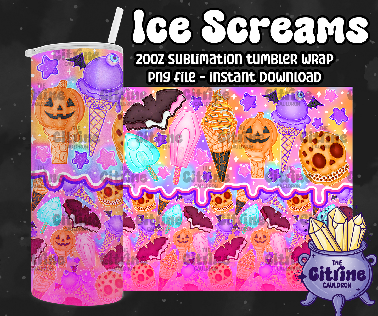 Ice Screams 2.0 - PNG Wrap for Sublimation 20oz Tumbler