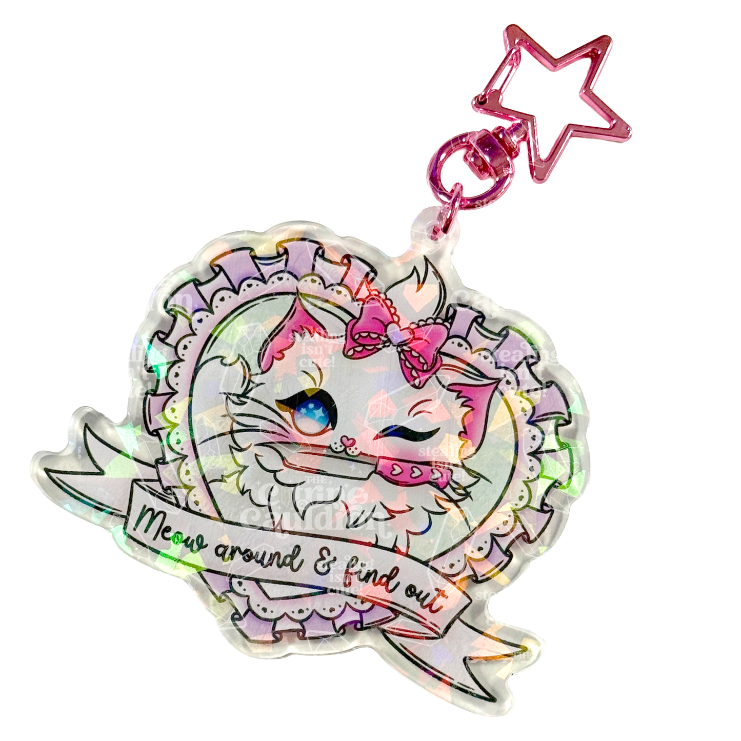 Murder Mittens Pink - Holographic Acrylic Keychain